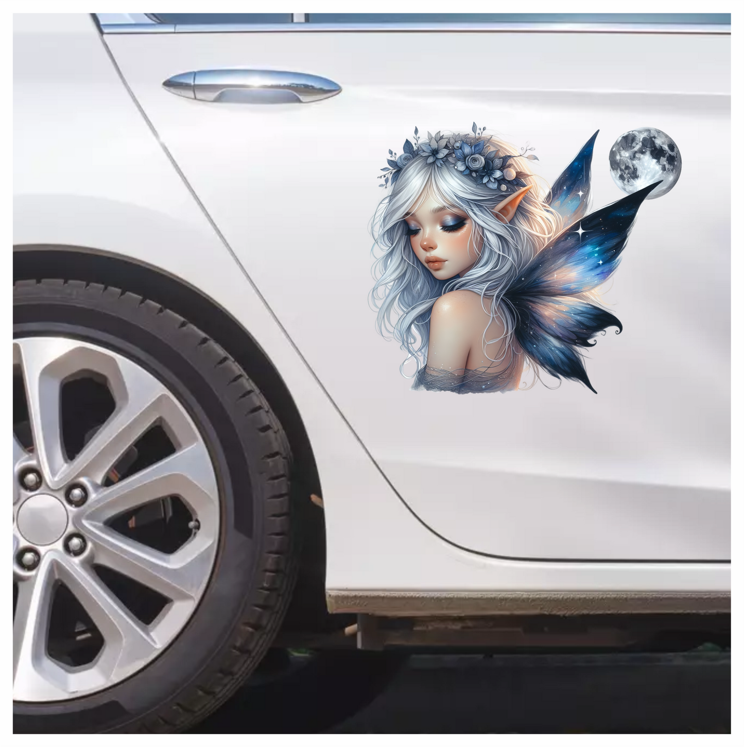 Elf Silver Fairy Moon Night Vinyl Sticker Decal