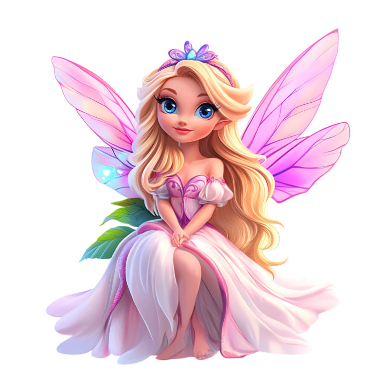 Blonde Fairy Pink Dress Wings Vinyl Sticker Decal