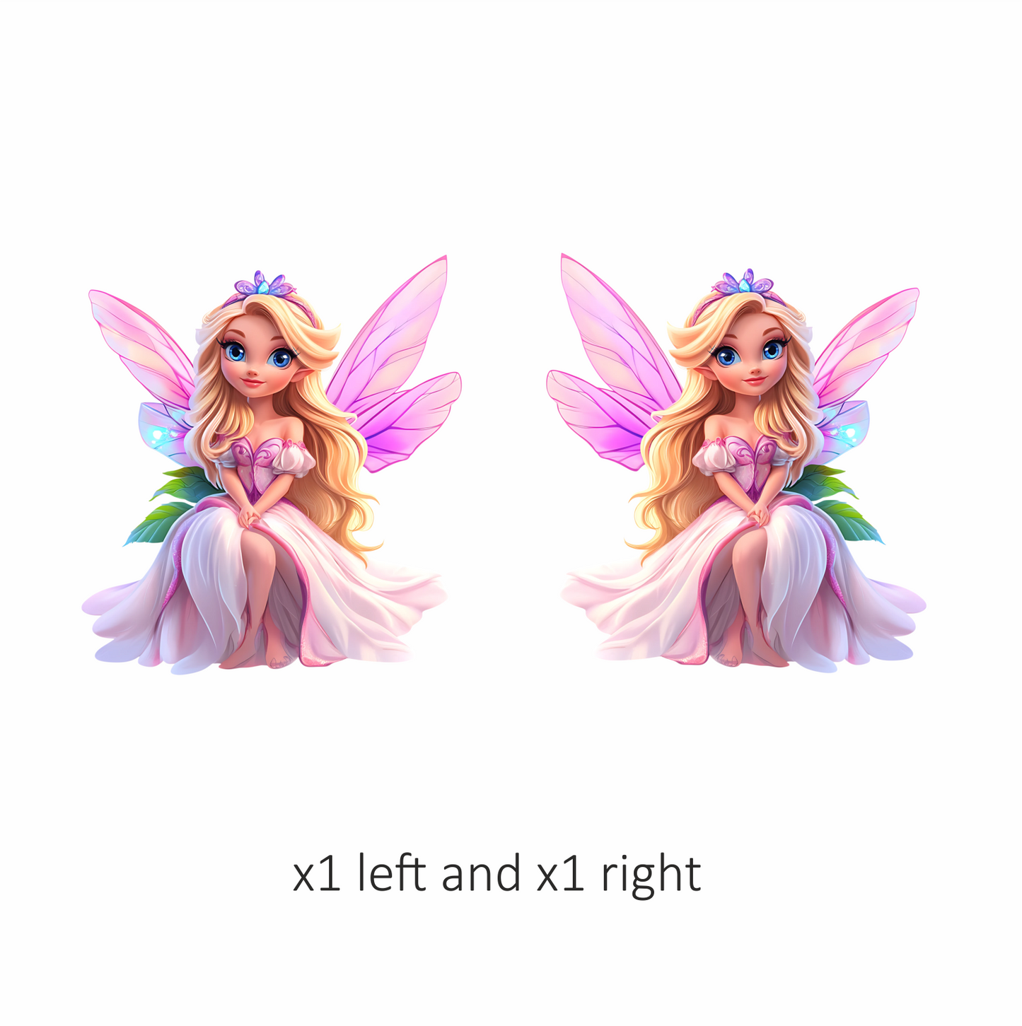 Blonde Fairy Pink Dress Wings Vinyl Sticker Decal