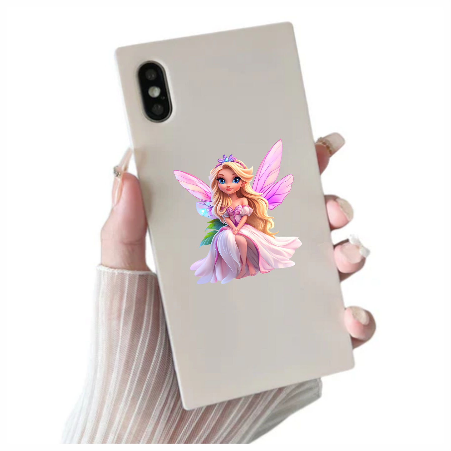 Blonde Fairy Pink Dress Wings Vinyl Sticker Decal