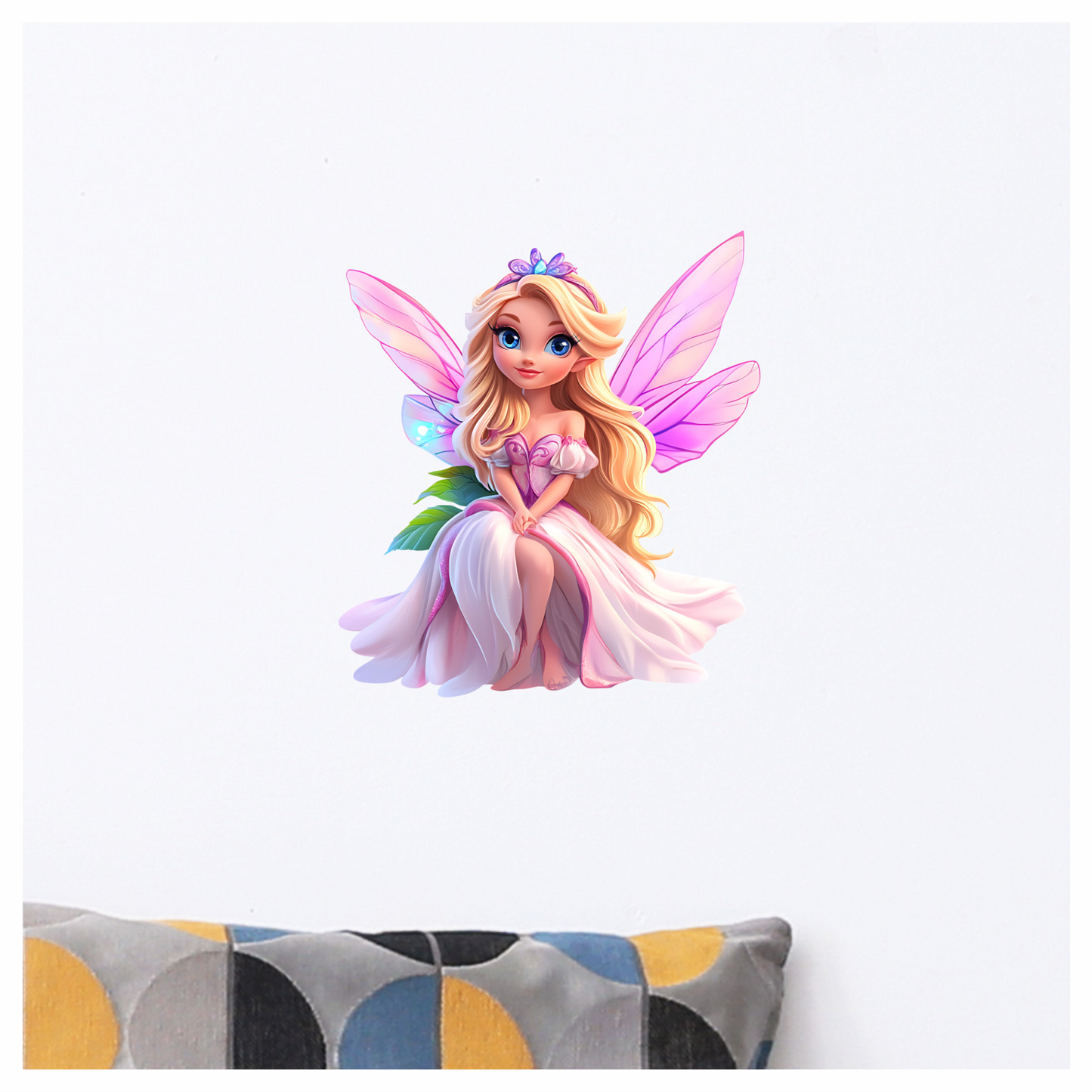 Blonde Fairy Pink Dress Wings Vinyl Sticker Decal