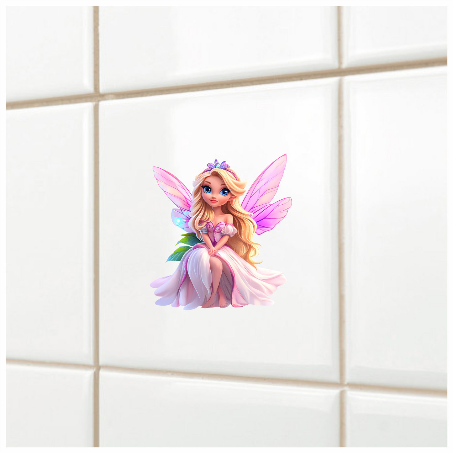 Blonde Fairy Pink Dress Wings Vinyl Sticker Decal