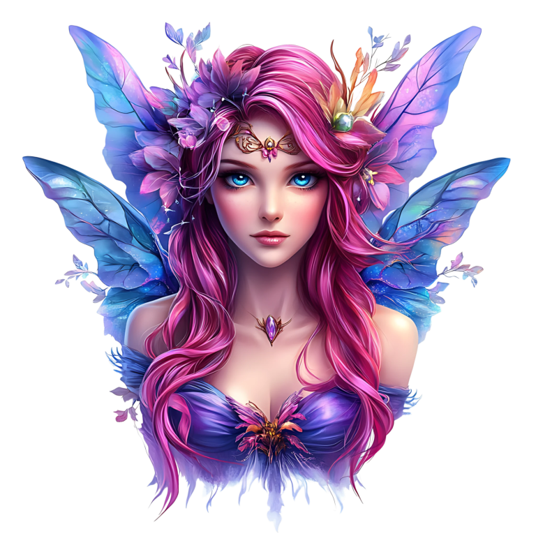 Fairy Pink Hair Blue Eyes Vinyl Sticker Decal