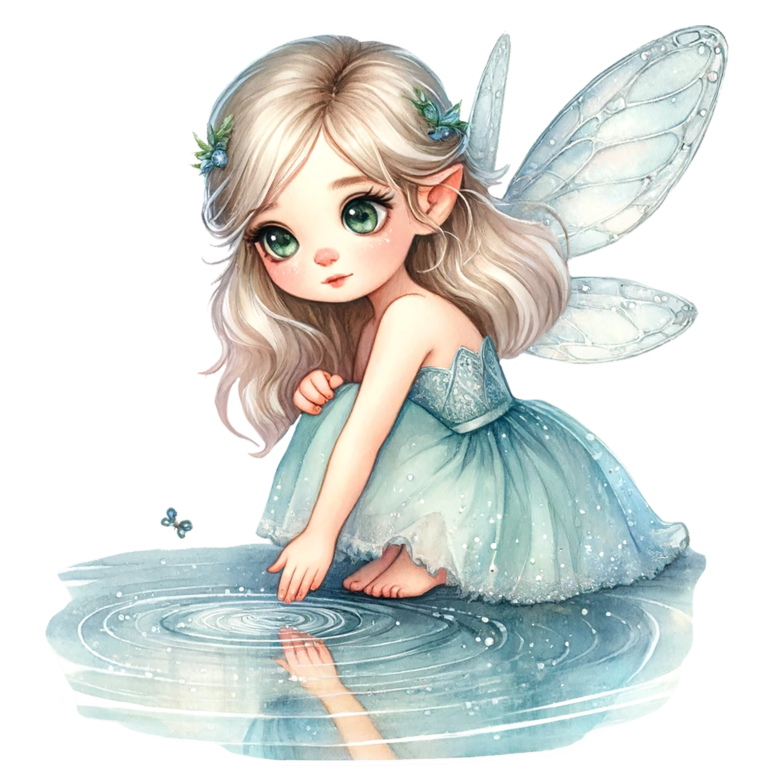 Fairy Girl Blue Dress Water Vinyl Sticker Decal