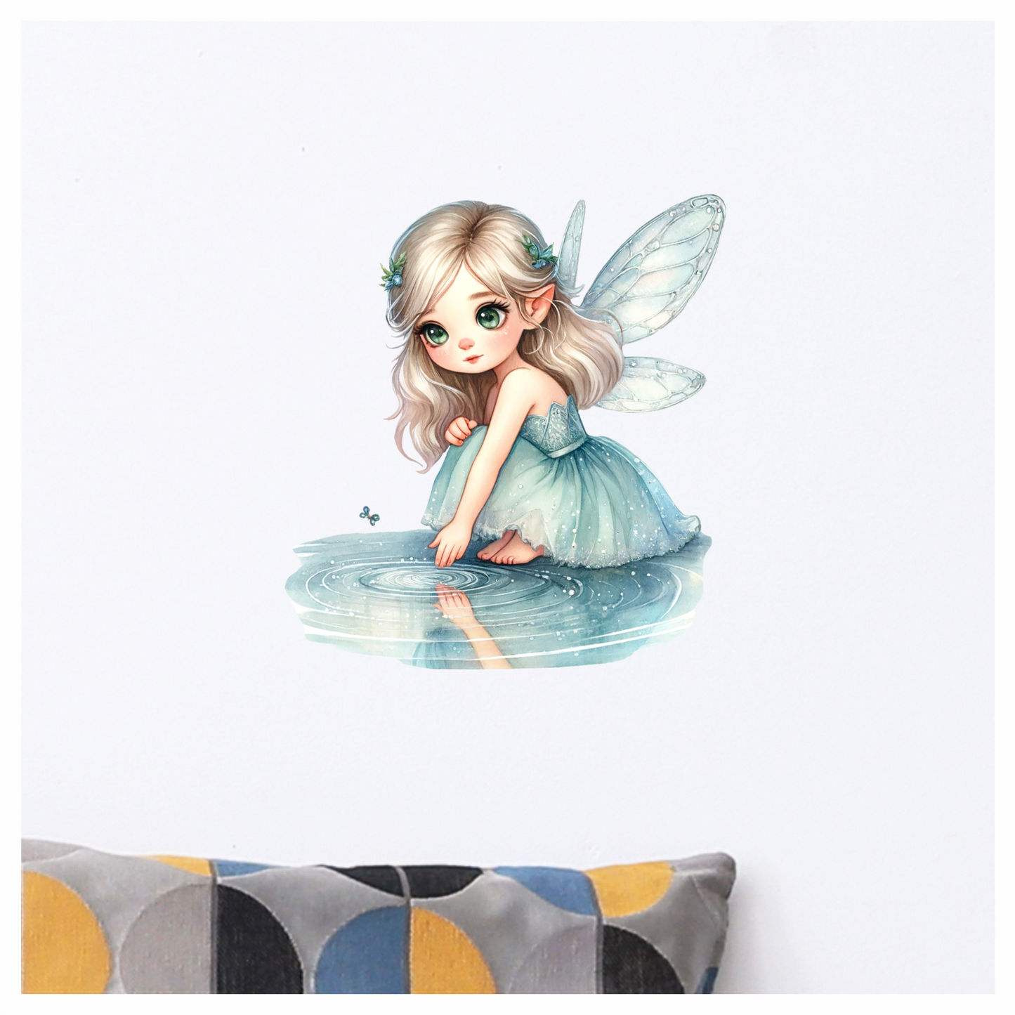 Fairy Girl Blue Dress Water Vinyl Sticker Decal