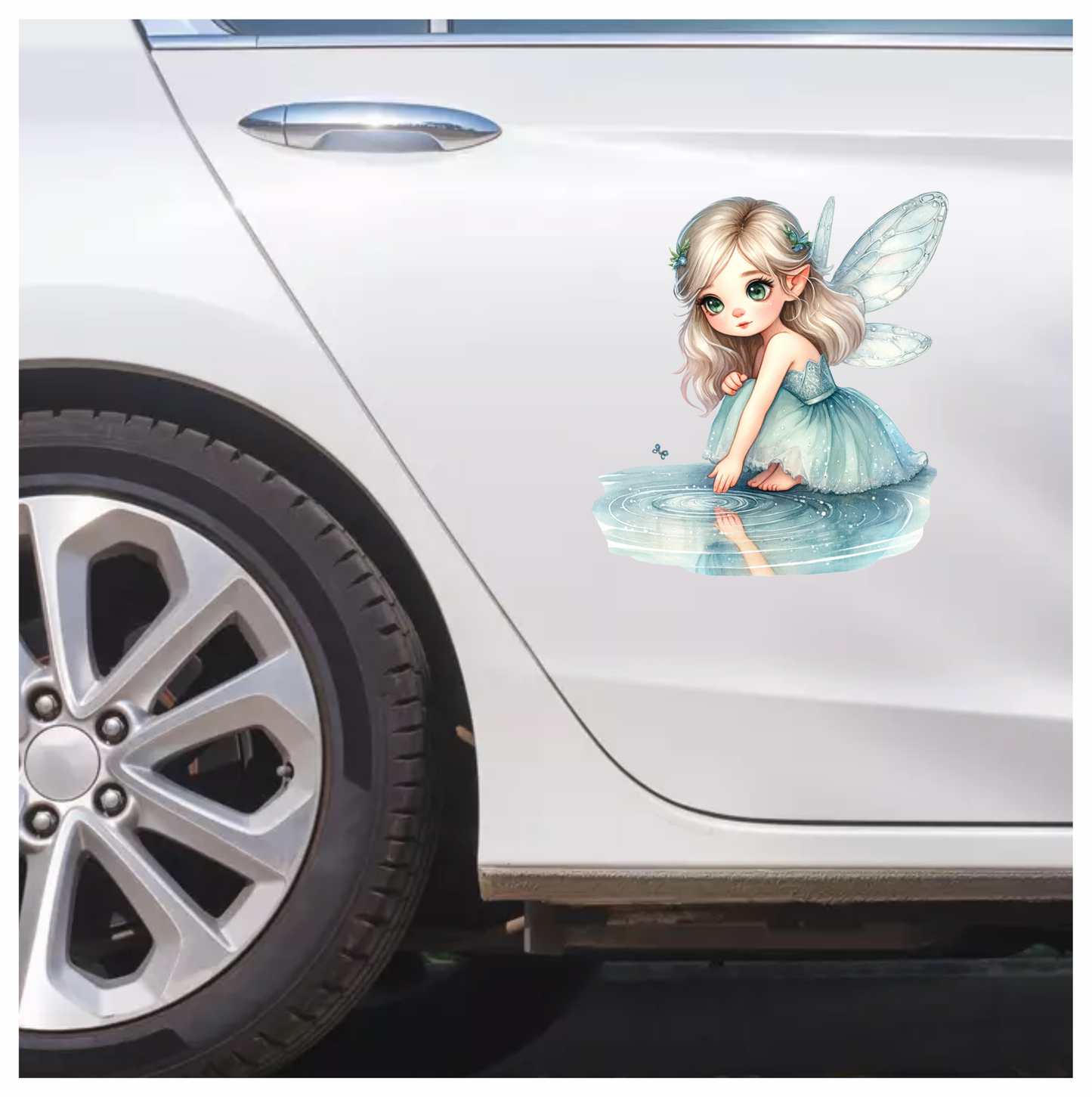 Fairy Girl Blue Dress Water Vinyl Sticker Decal