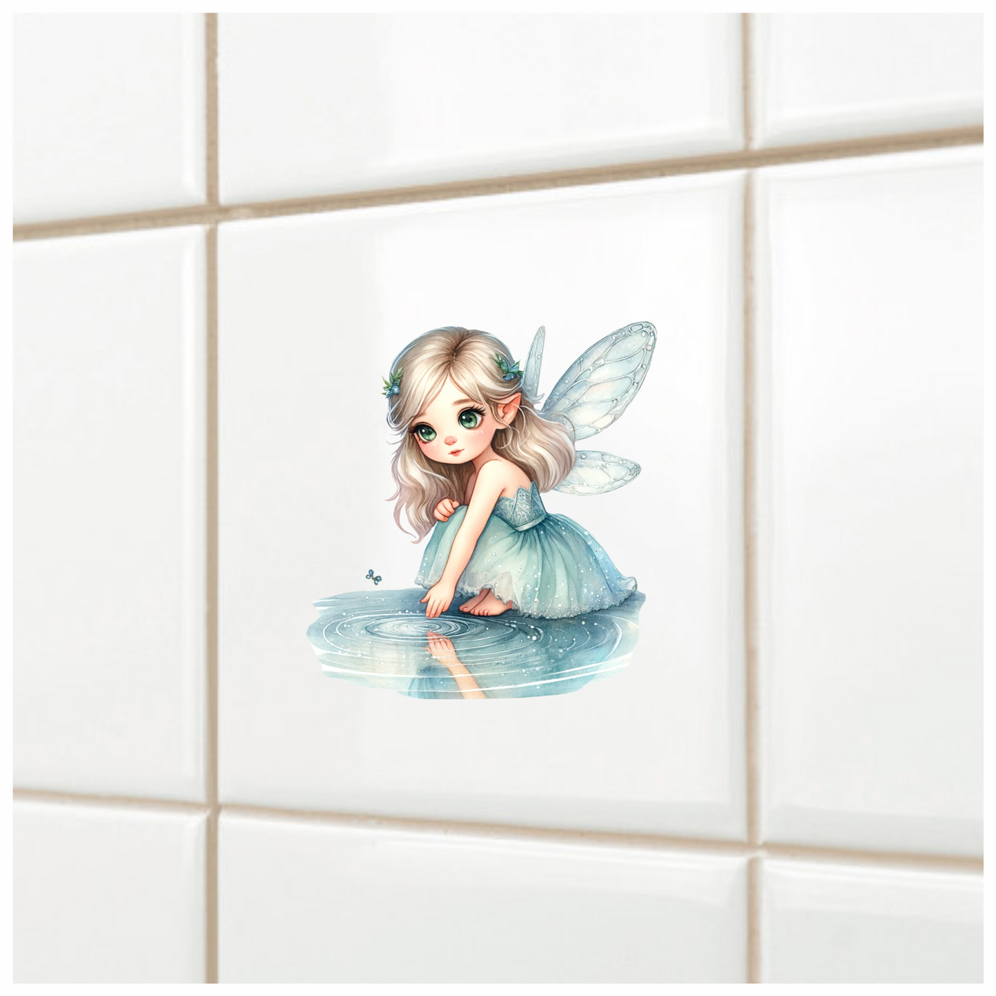 Fairy Girl Blue Dress Water Vinyl Sticker Decal
