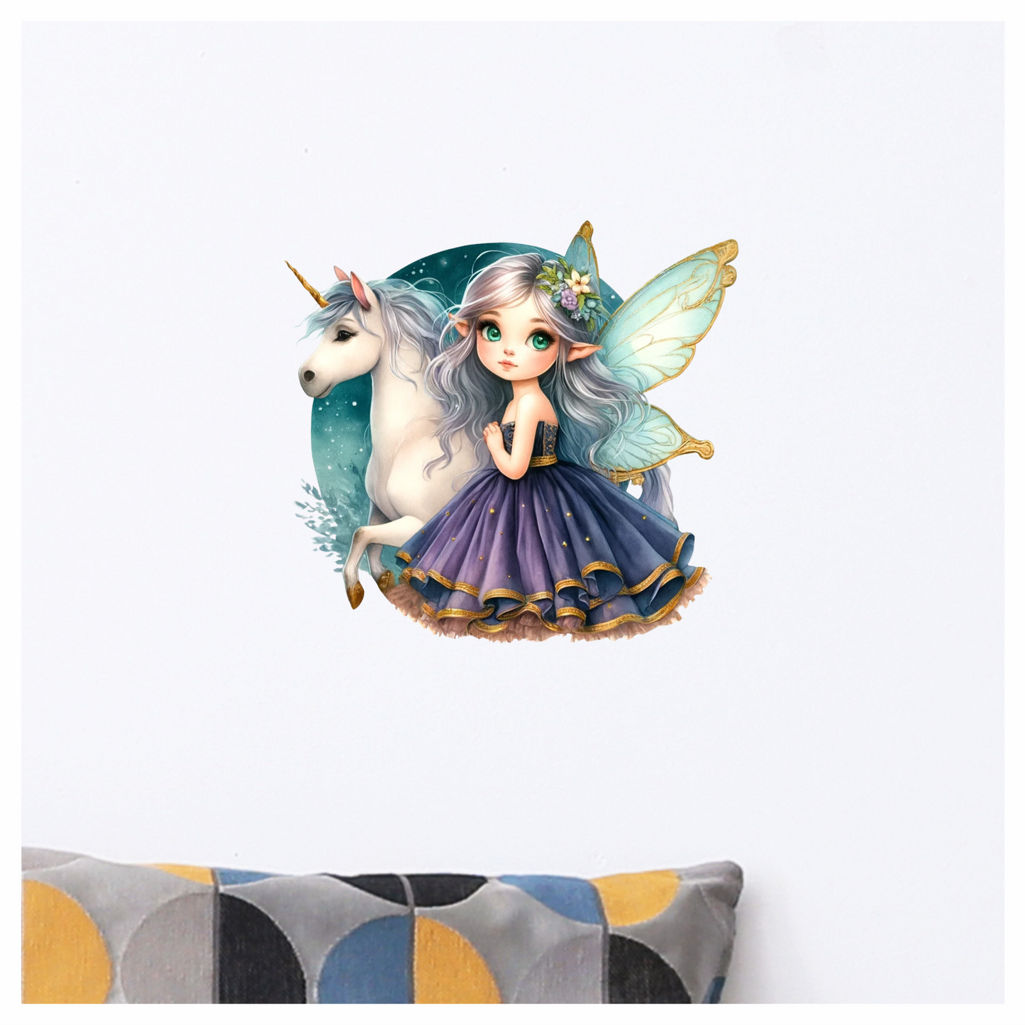 Fairy Girl Purple Unicorn Wings Vinyl Sticker Decal