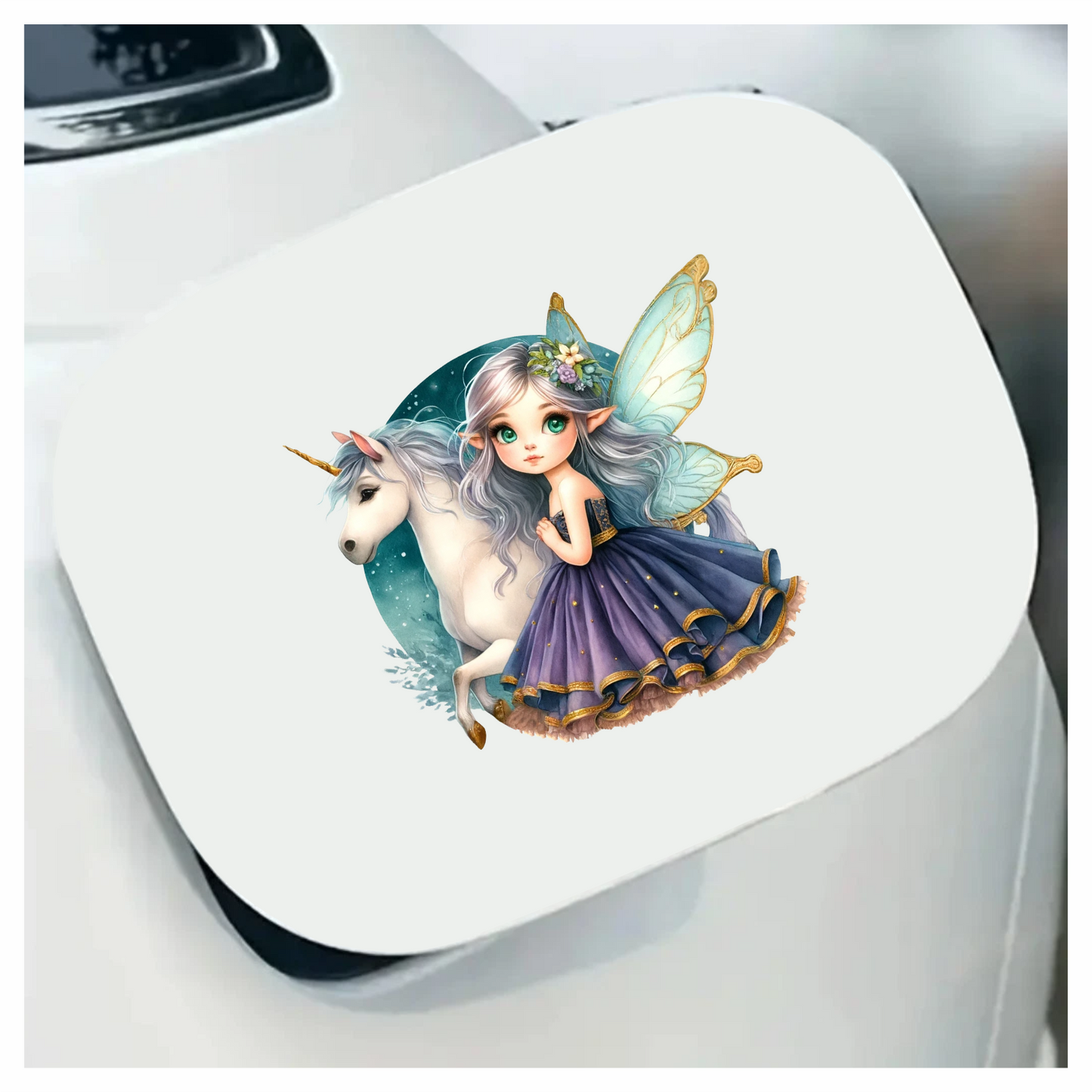 Fairy Girl Purple Unicorn Wings Vinyl Sticker Decal