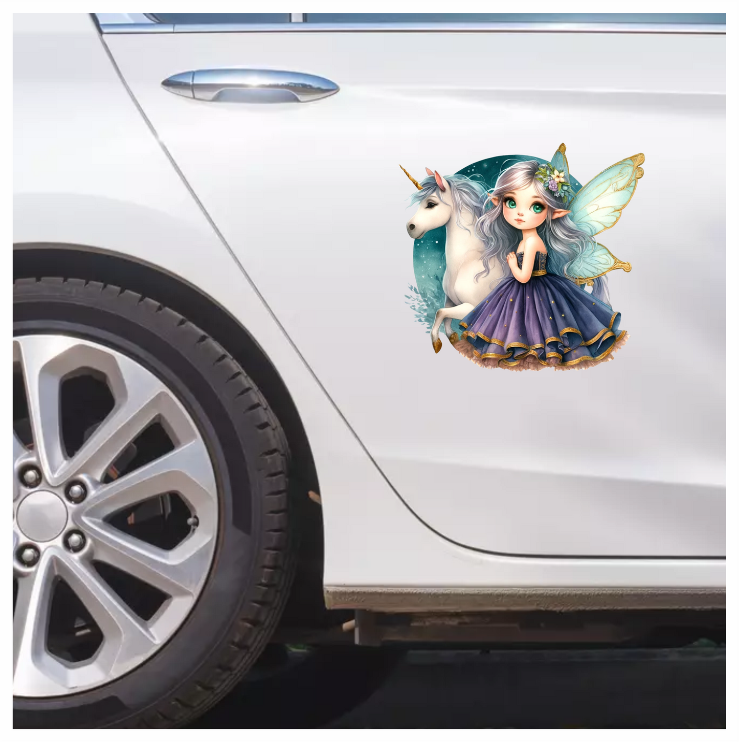 Fairy Girl Purple Unicorn Wings Vinyl Sticker Decal