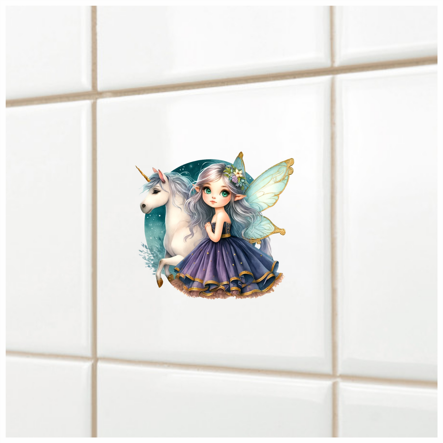 Fairy Girl Purple Unicorn Wings Vinyl Sticker Decal
