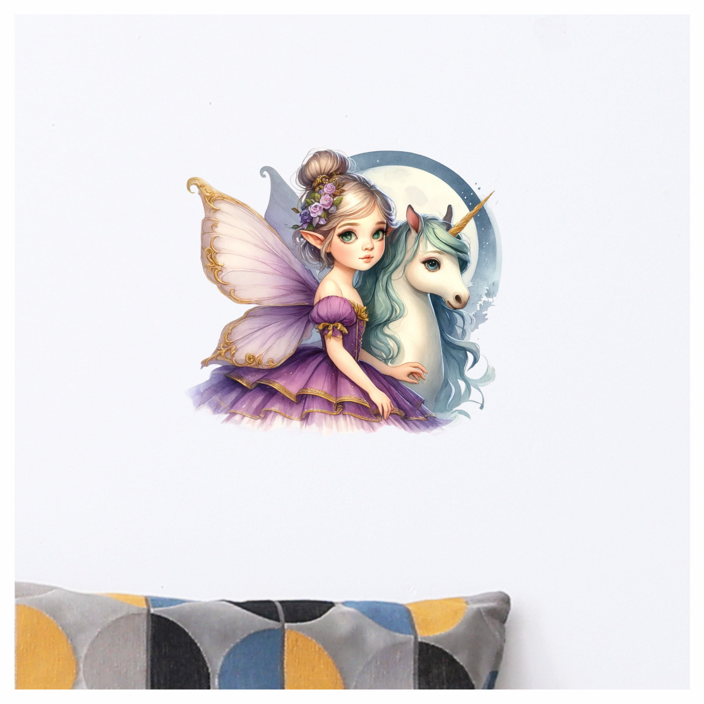 Fairy Purple Wings Unicorn Moon Vinyl Sticker Decal