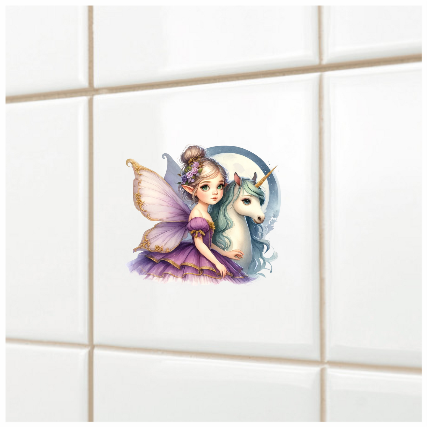 Fairy Purple Wings Unicorn Moon Vinyl Sticker Decal