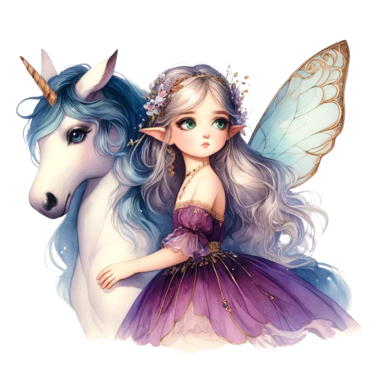 Fairy Unicorn Purple Dress Silver Hair Vinyl Sticker Decal