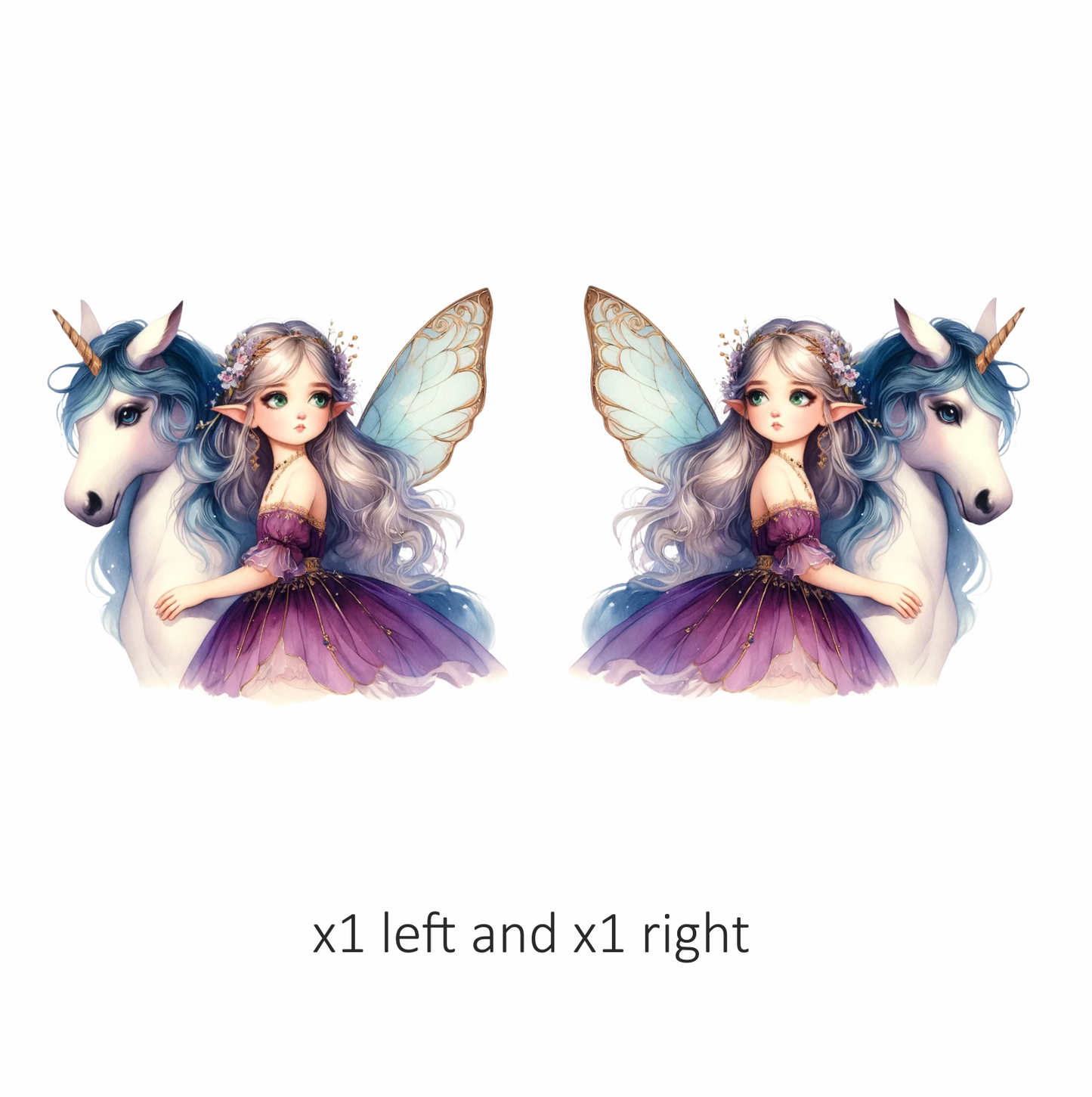 Fairy Unicorn Purple Dress Silver Hair Vinyl Sticker Decal