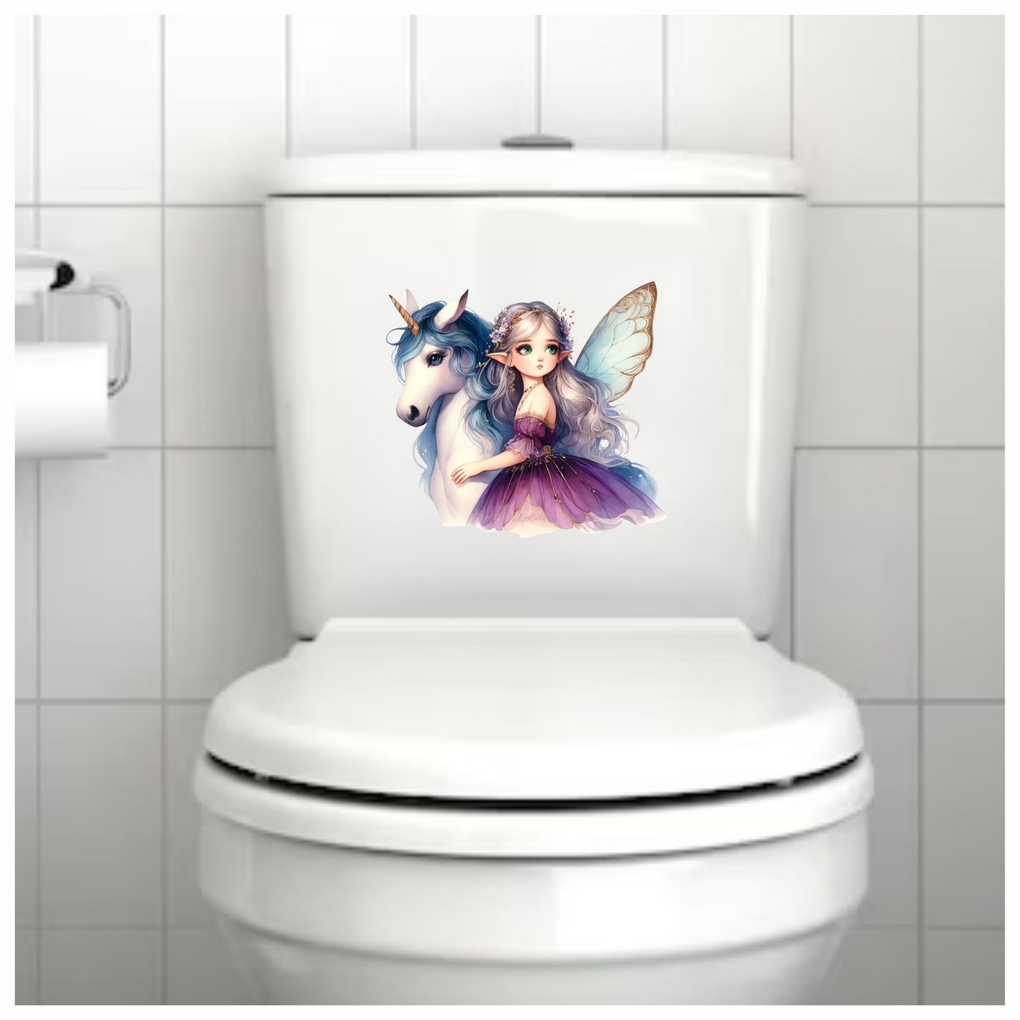 Fairy Unicorn Purple Dress Silver Hair Vinyl Sticker Decal