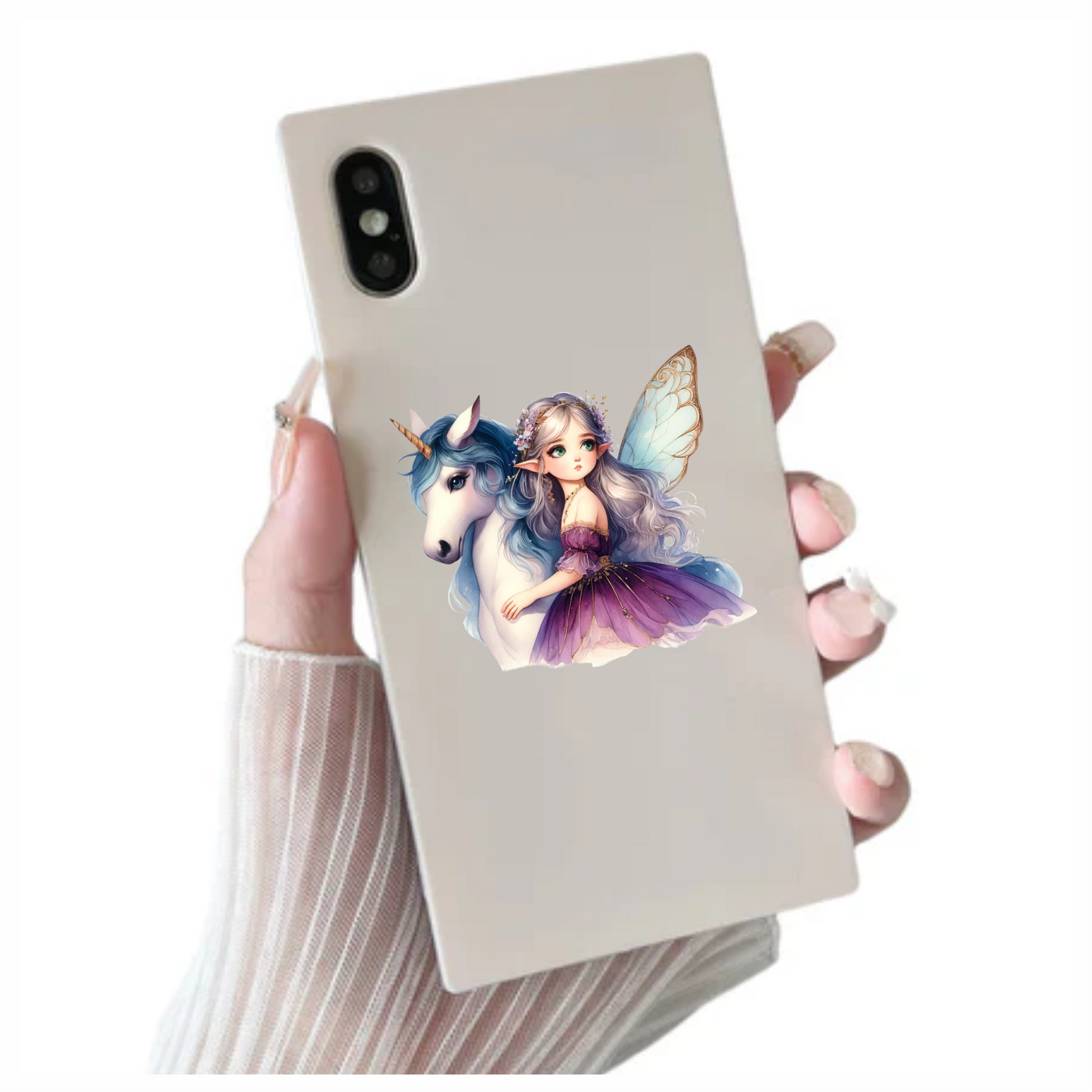 Fairy Unicorn Purple Dress Silver Hair Vinyl Sticker Decal
