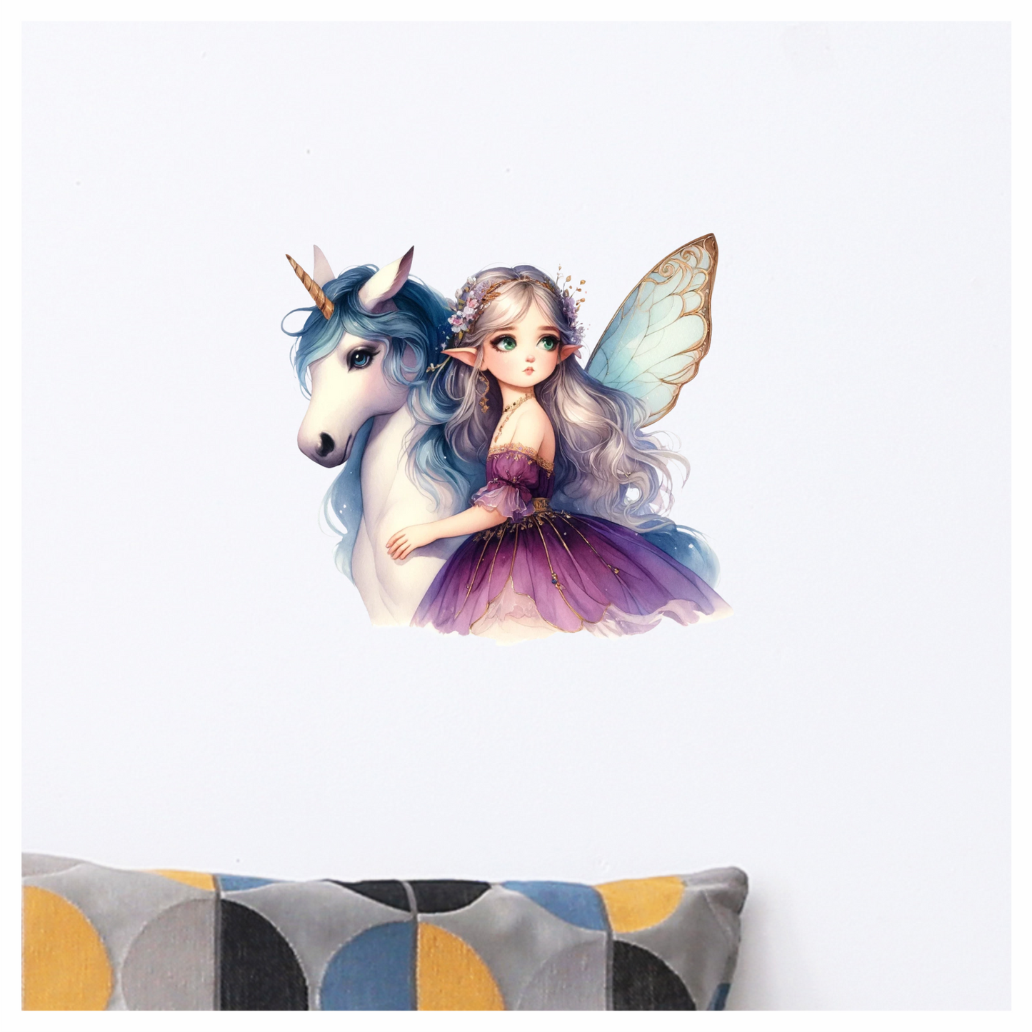 Fairy Unicorn Purple Dress Silver Hair Vinyl Sticker Decal