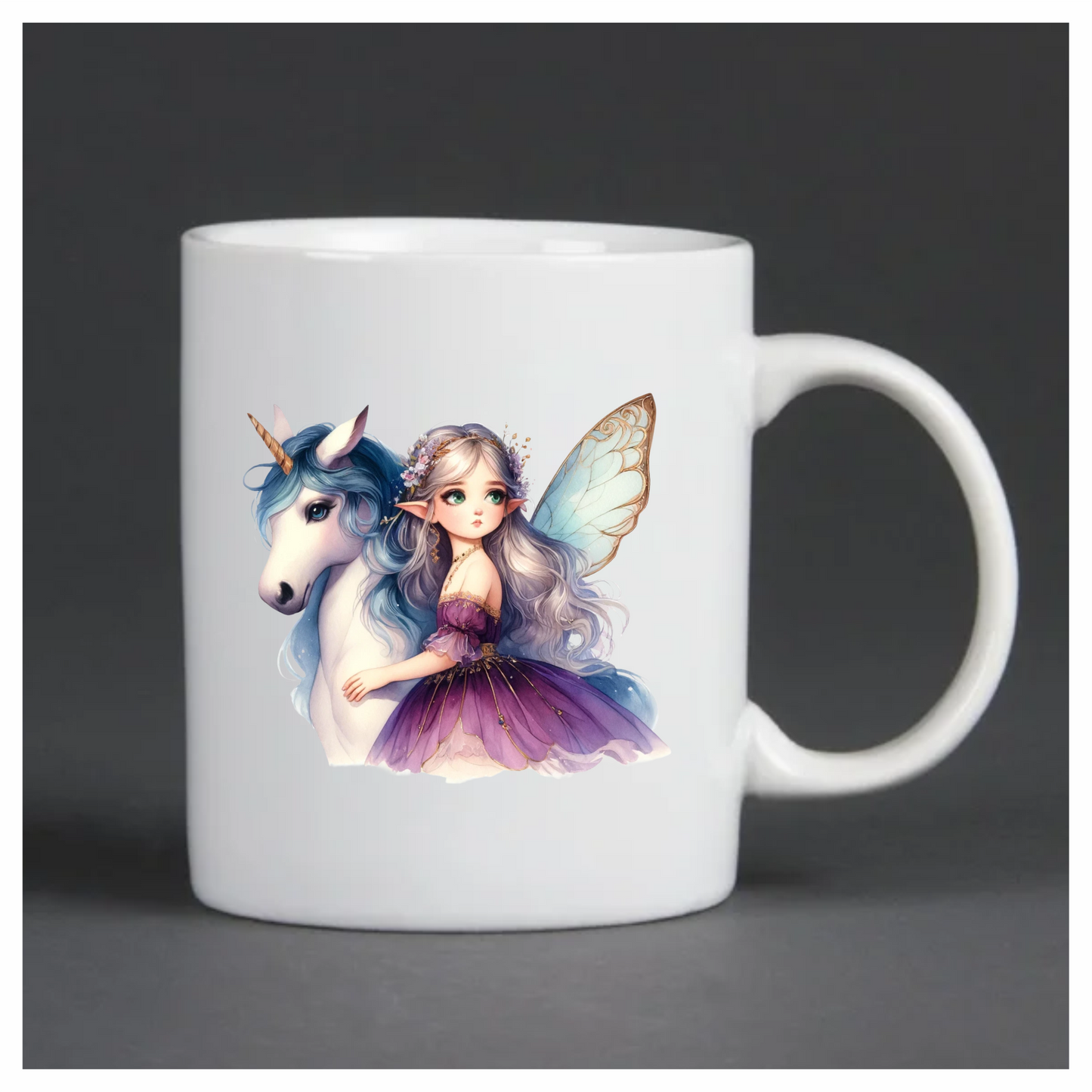 Fairy Unicorn Purple Dress Silver Hair Vinyl Sticker Decal