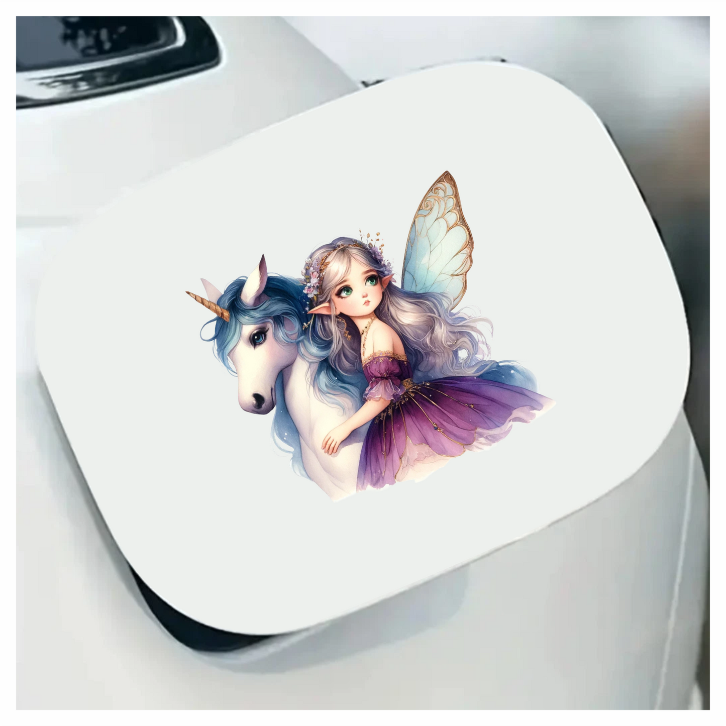 Fairy Unicorn Purple Dress Silver Hair Vinyl Sticker Decal