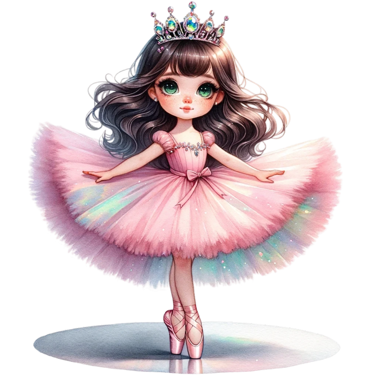 Pink Ballerina Girl Crown Dance Vinyl Sticker Decal