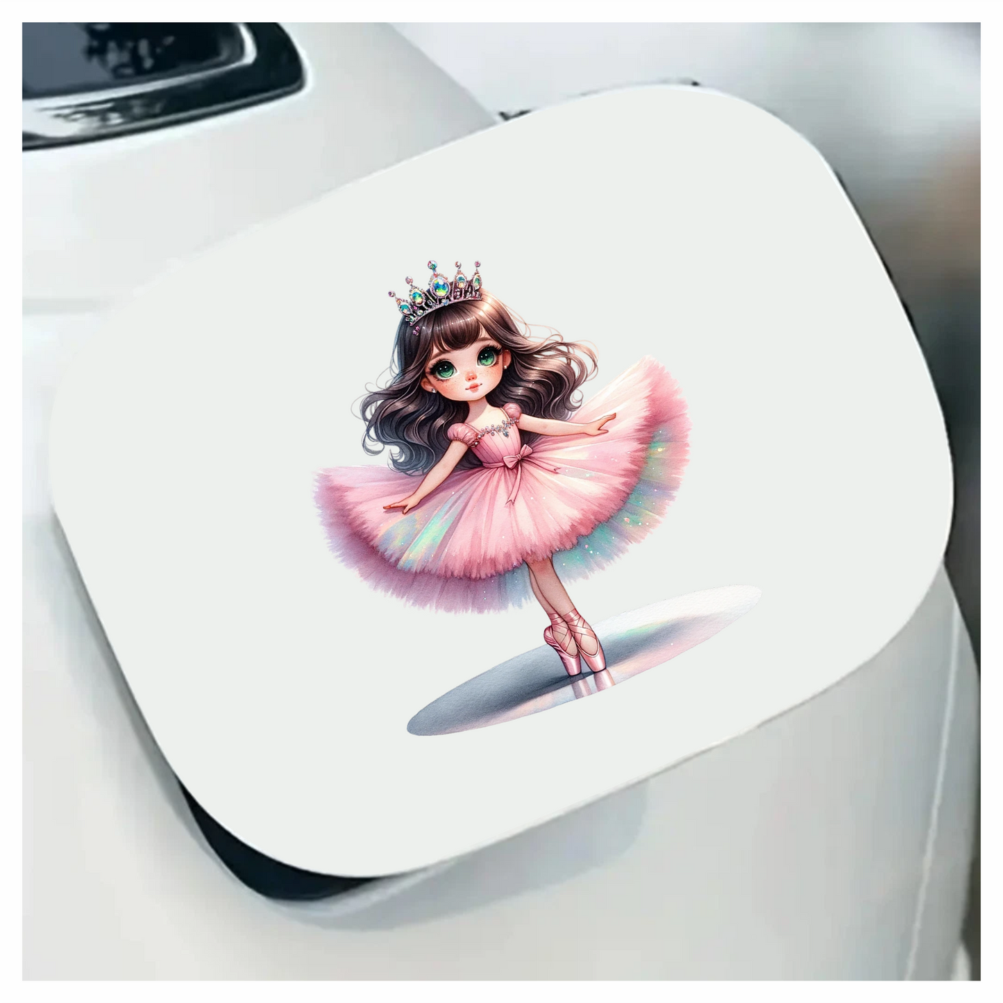 Pink Ballerina Girl Crown Dance Vinyl Sticker Decal