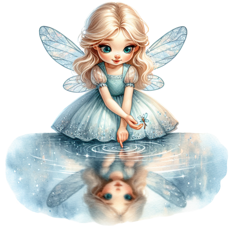 Blue Fairy Girl Reflection Water Vinyl Sticker Decal