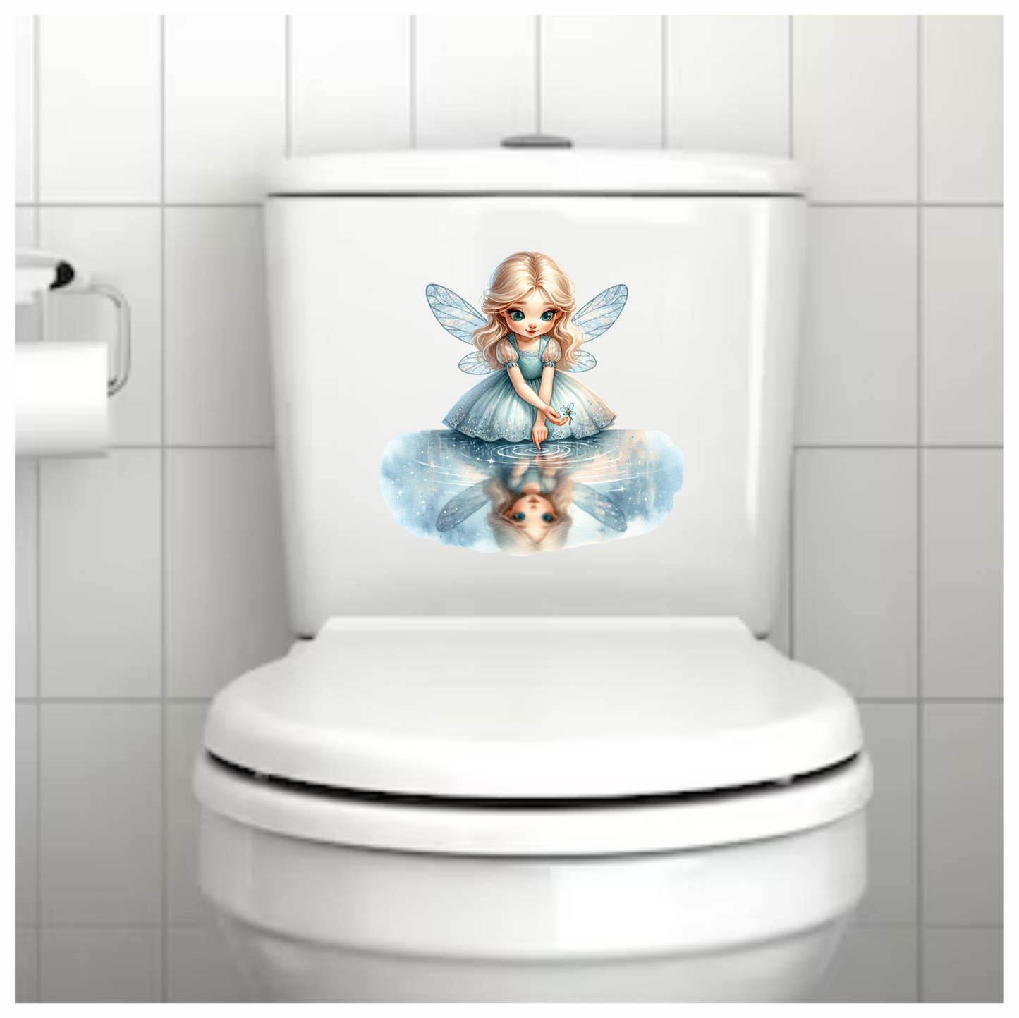 Blue Fairy Girl Reflection Water Vinyl Sticker Decal
