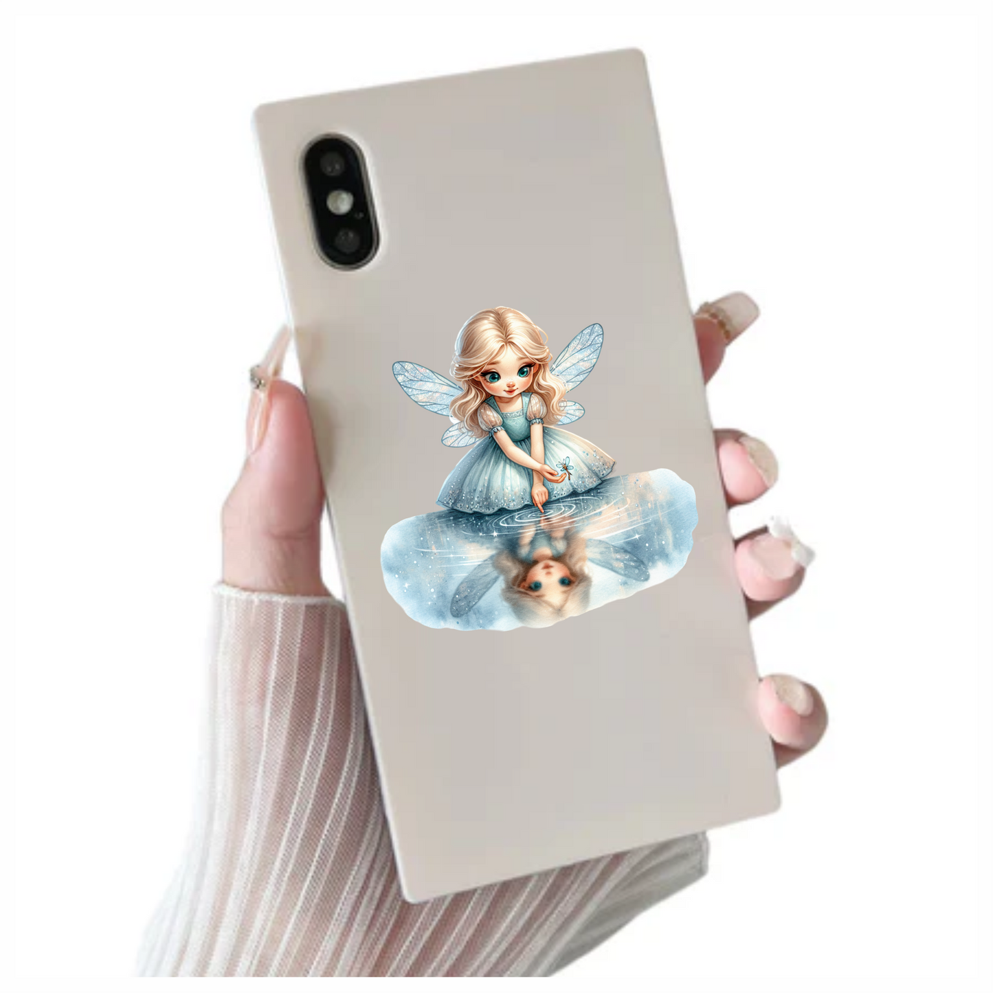 Blue Fairy Girl Reflection Water Vinyl Sticker Decal