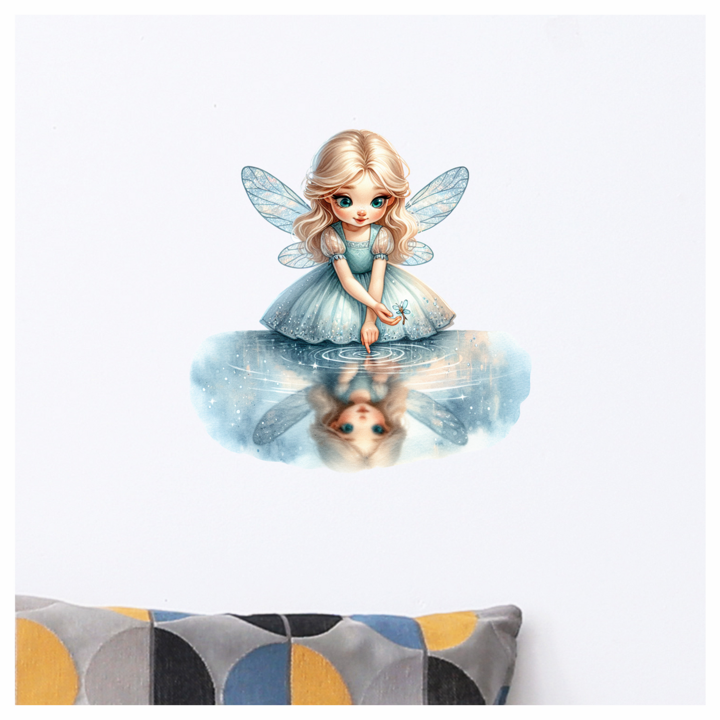 Blue Fairy Girl Reflection Water Vinyl Sticker Decal