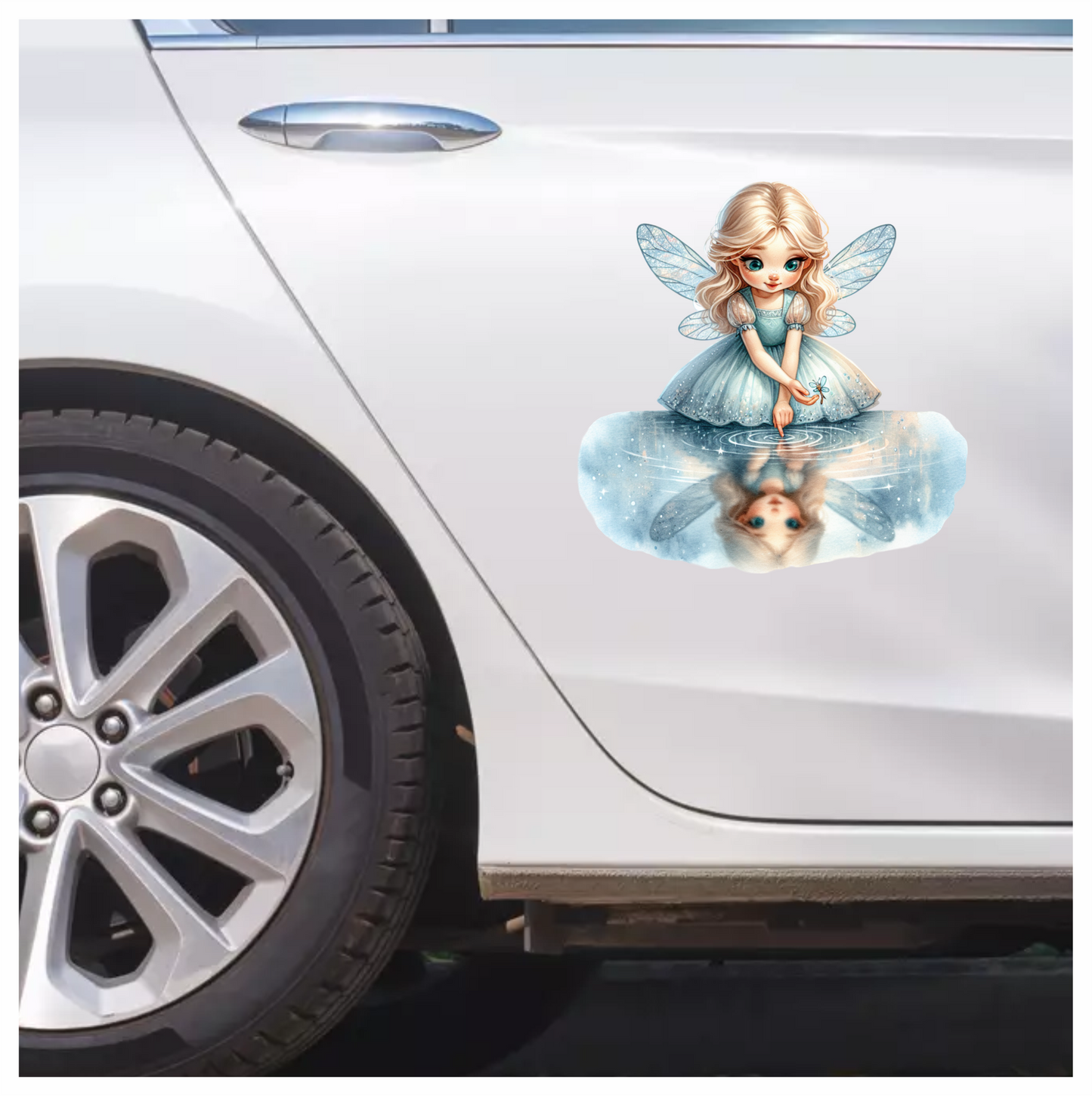 Blue Fairy Girl Reflection Water Vinyl Sticker Decal