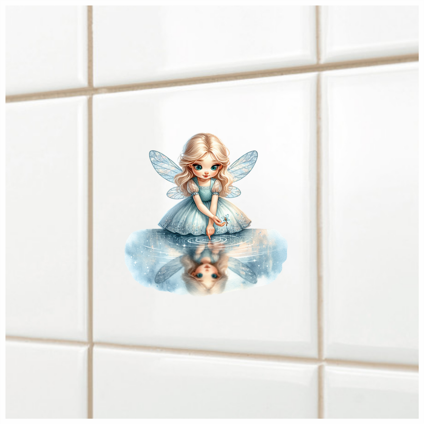 Blue Fairy Girl Reflection Water Vinyl Sticker Decal
