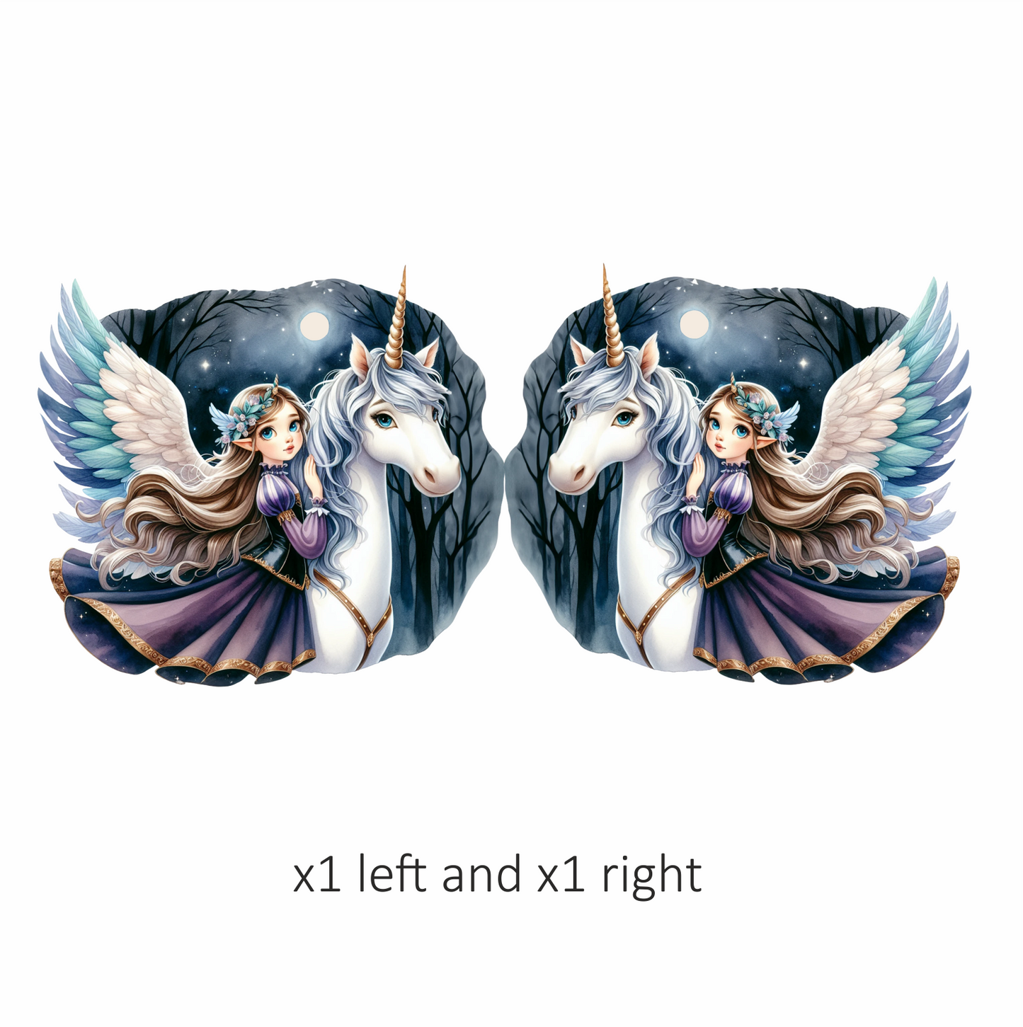 Girl Winged Purple Unicorn Moon Vinyl Sticker Decal