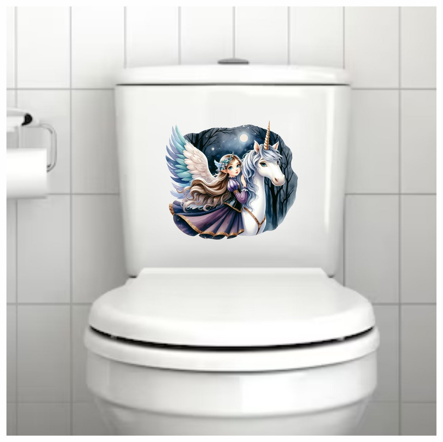 Girl Winged Purple Unicorn Moon Vinyl Sticker Decal