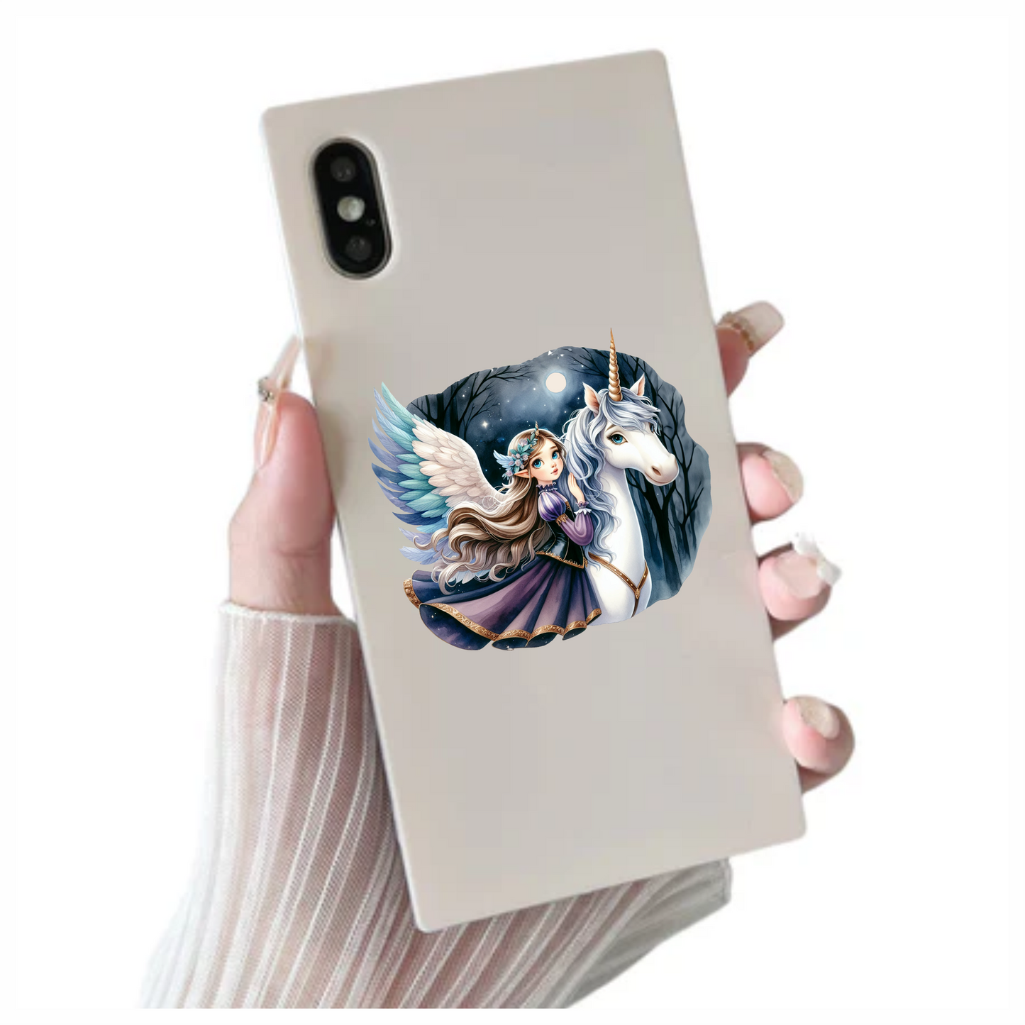 Girl Winged Purple Unicorn Moon Vinyl Sticker Decal
