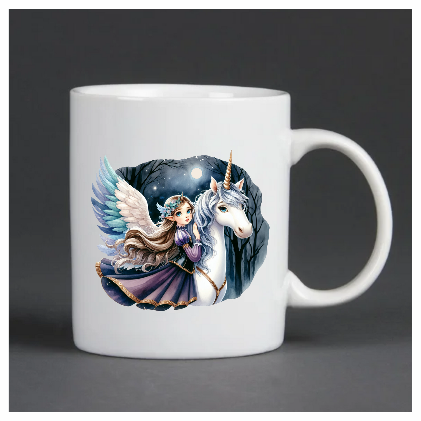 Girl Winged Purple Unicorn Moon Vinyl Sticker Decal