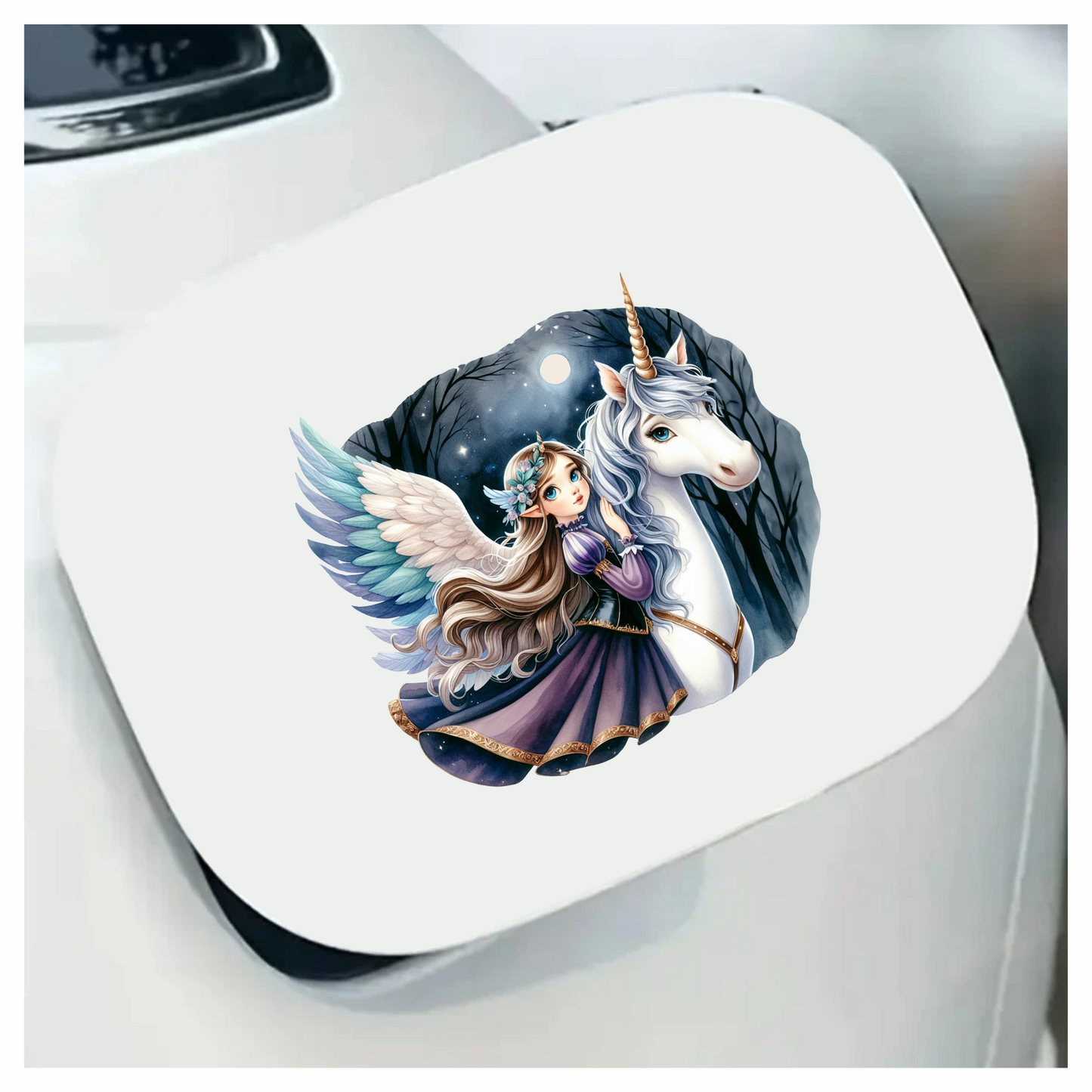 Girl Winged Purple Unicorn Moon Vinyl Sticker Decal