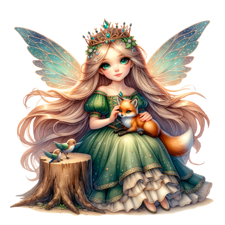 Fairy Green Fox Birds Forest Vinyl Sticker Decal