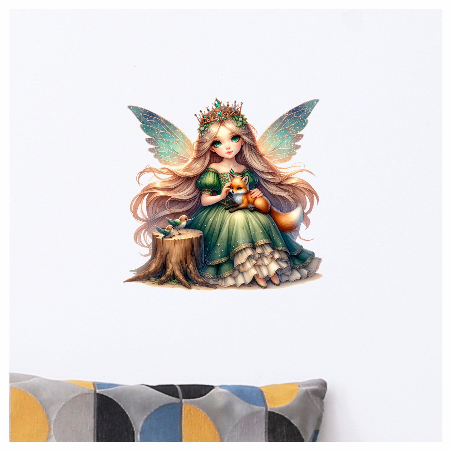 Fairy Green Fox Birds Forest Vinyl Sticker Decal
