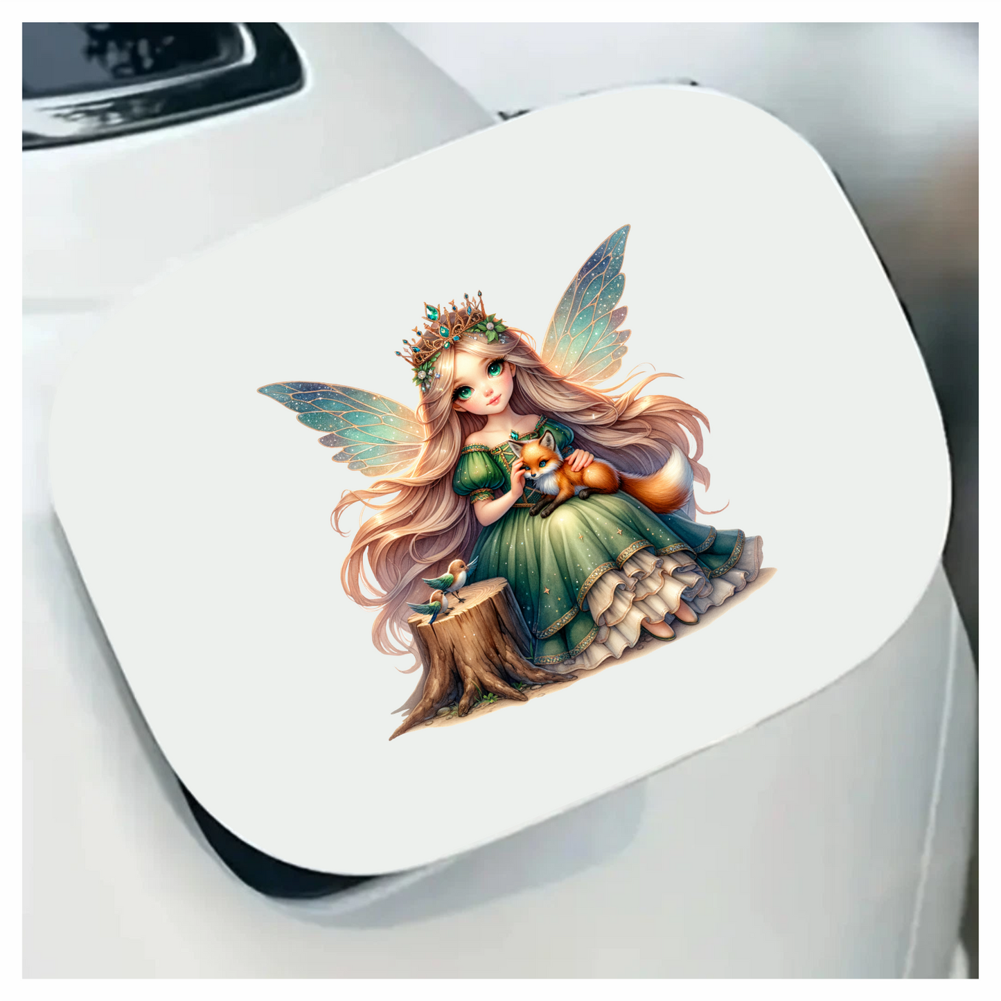 Fairy Green Fox Birds Forest Vinyl Sticker Decal