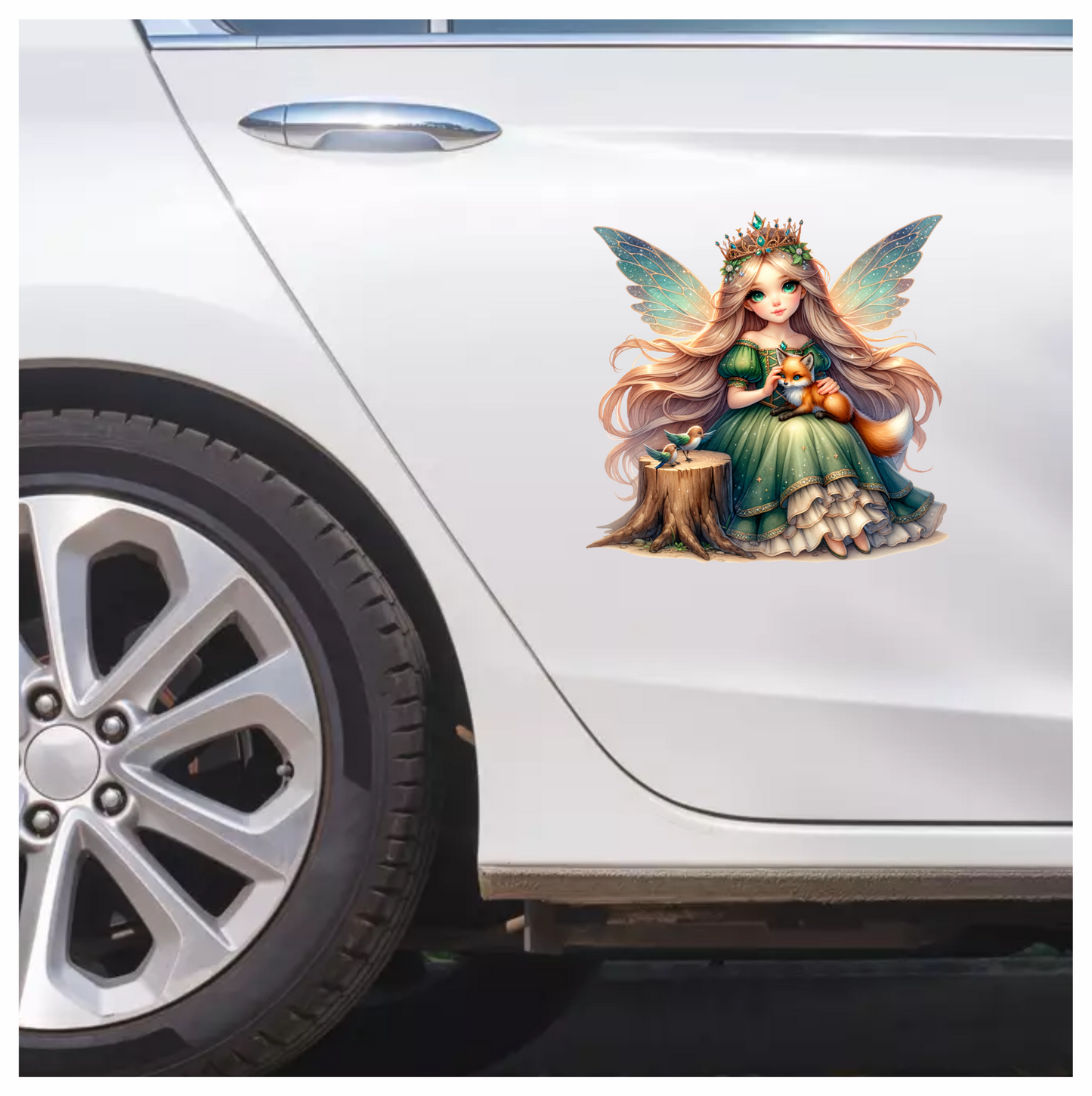 Fairy Green Fox Birds Forest Vinyl Sticker Decal