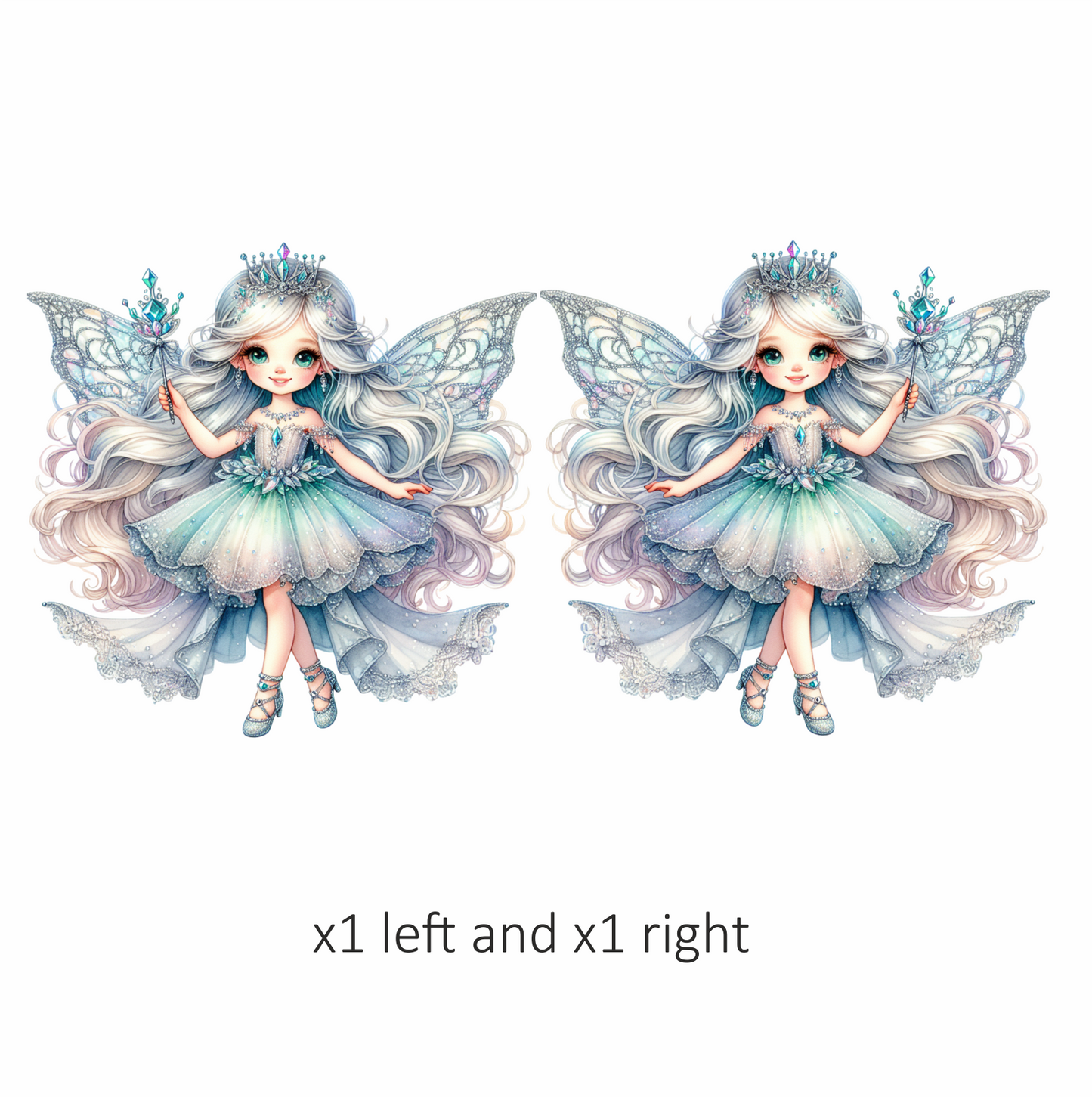 Fairy Girl Blue Dress Crown Vinyl Sticker Decal