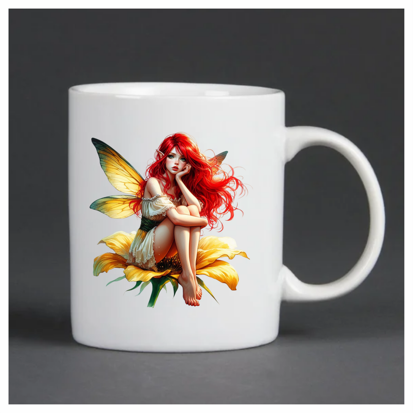 Red Fairy Yellow Flower Green Wings Vinyl Sticker Decal