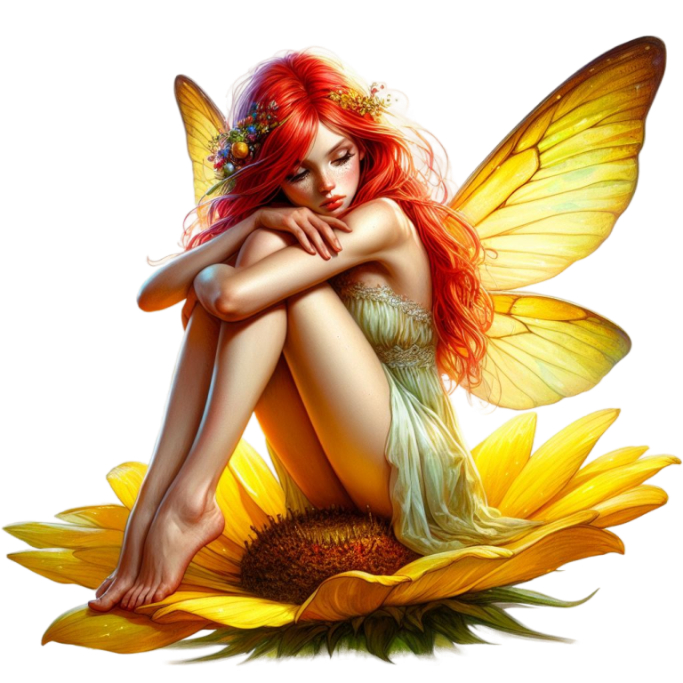 Fairy Red Yellow Wings Flower Vinyl Sticker Decal