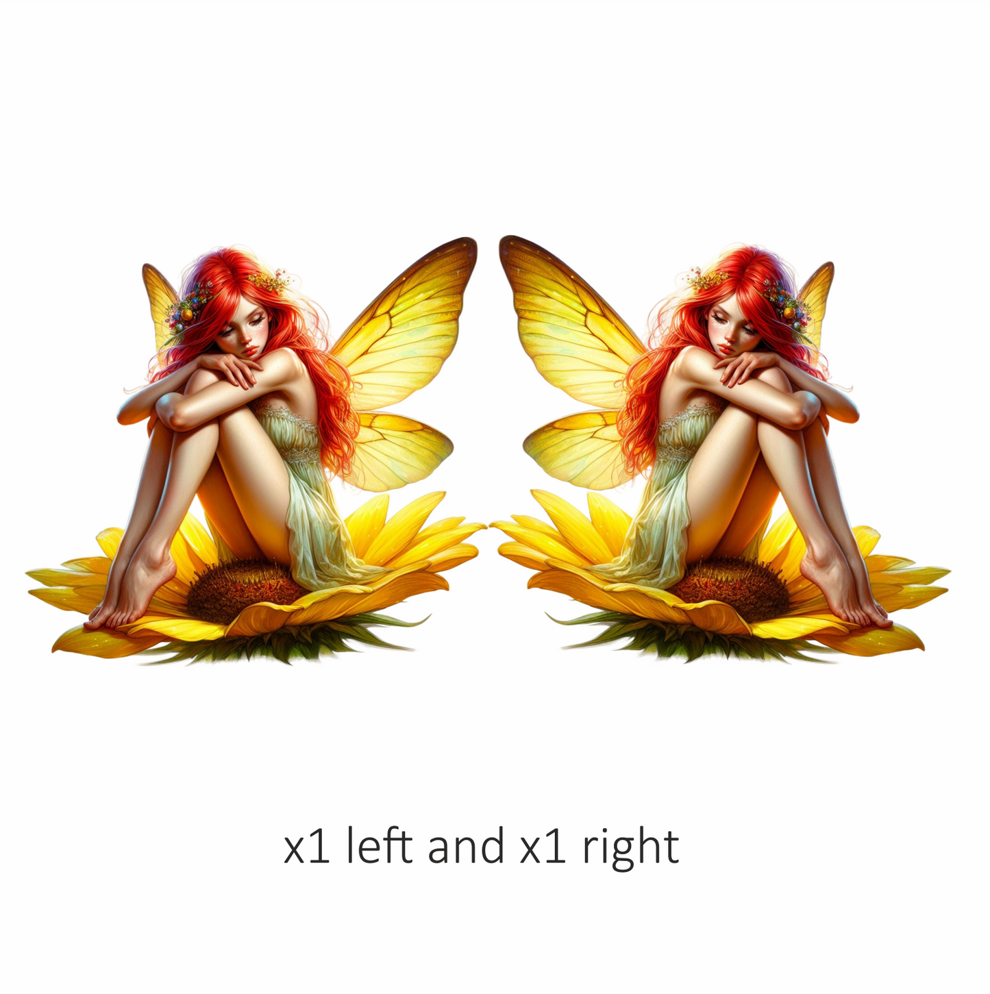 Fairy Red Yellow Wings Flower Vinyl Sticker Decal