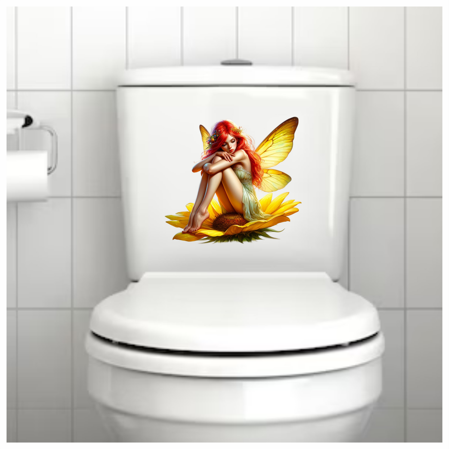 Fairy Red Yellow Wings Flower Vinyl Sticker Decal