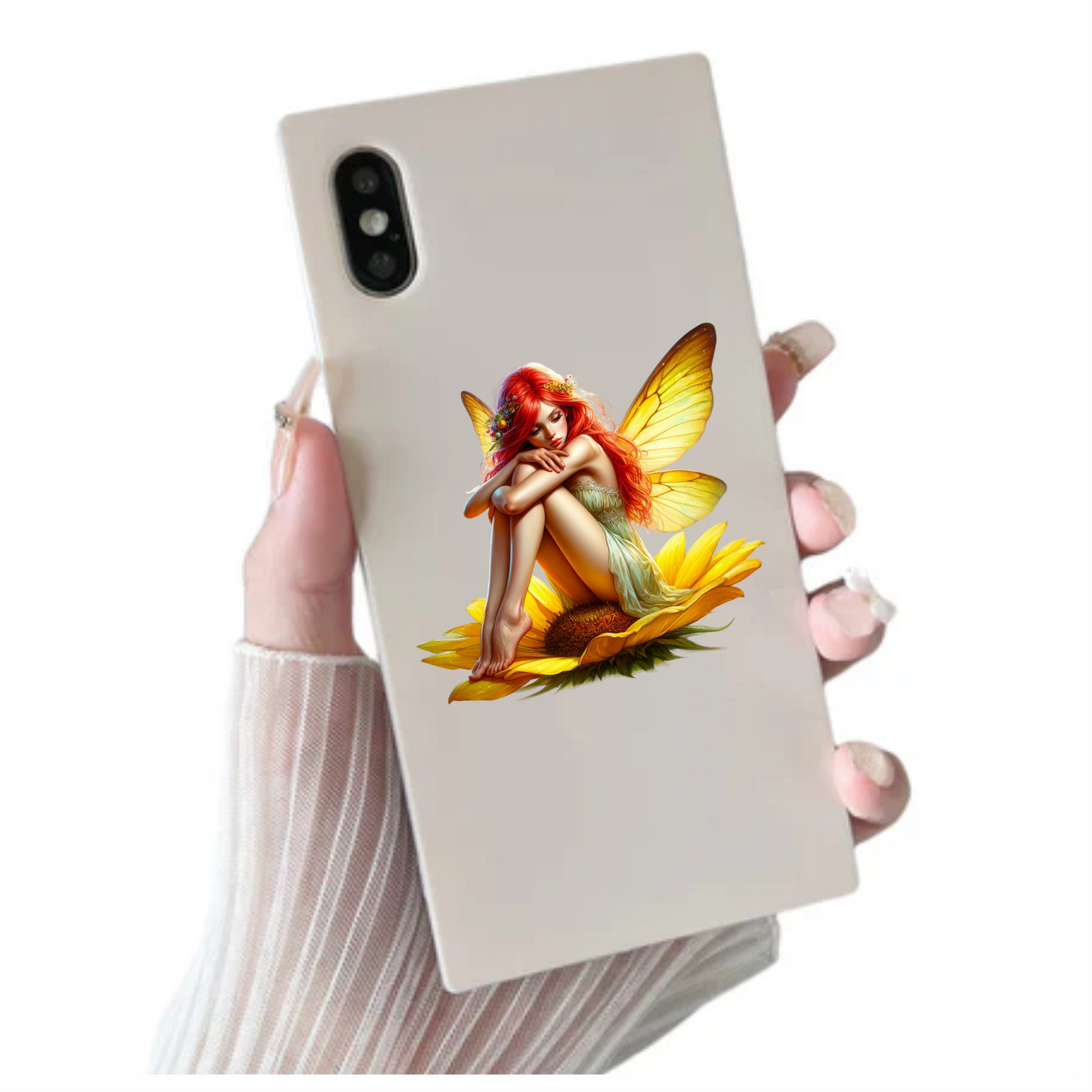 Fairy Red Yellow Wings Flower Vinyl Sticker Decal