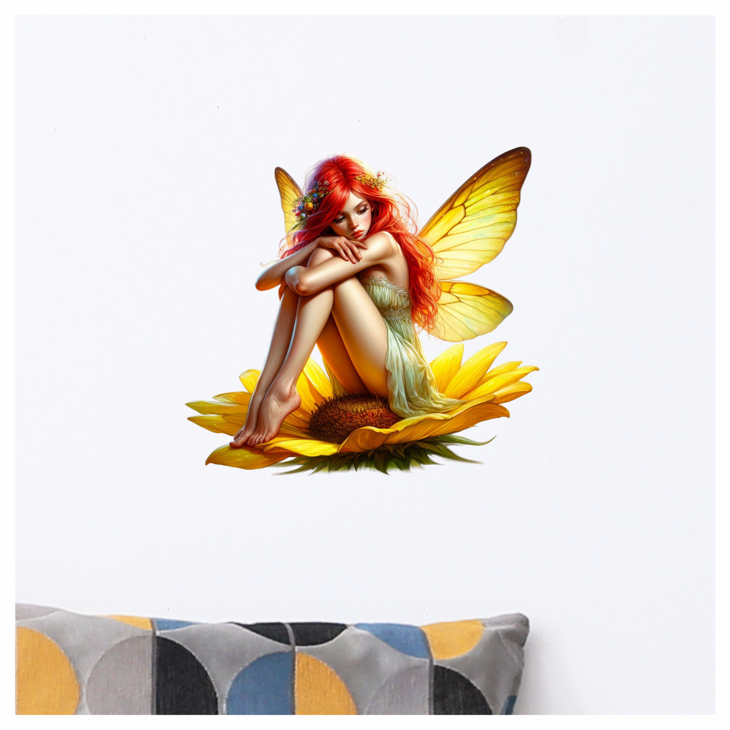 Fairy Red Yellow Wings Flower Vinyl Sticker Decal