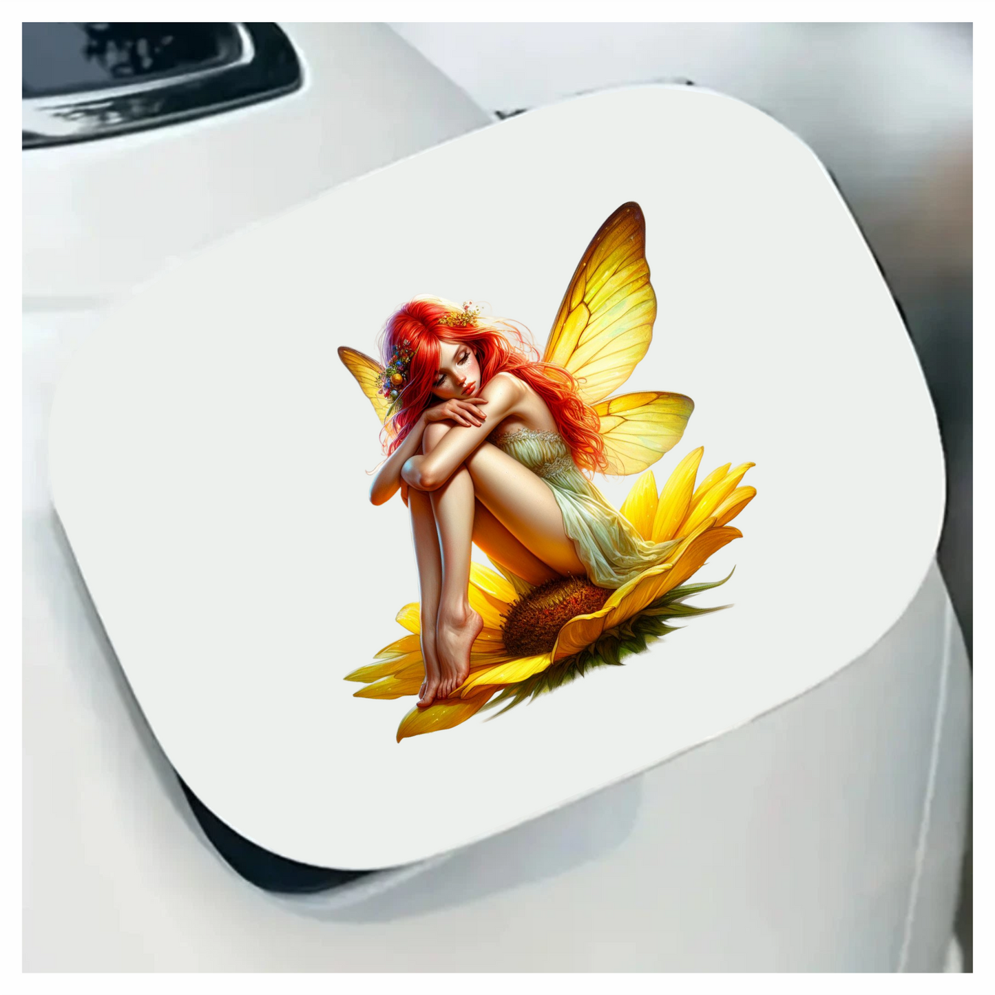 Fairy Red Yellow Wings Flower Vinyl Sticker Decal