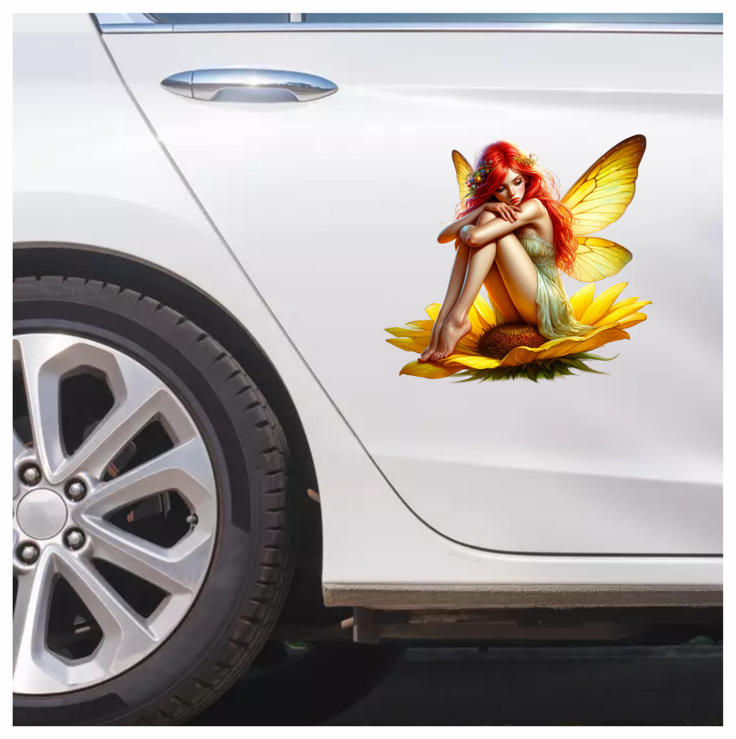Fairy Red Yellow Wings Flower Vinyl Sticker Decal